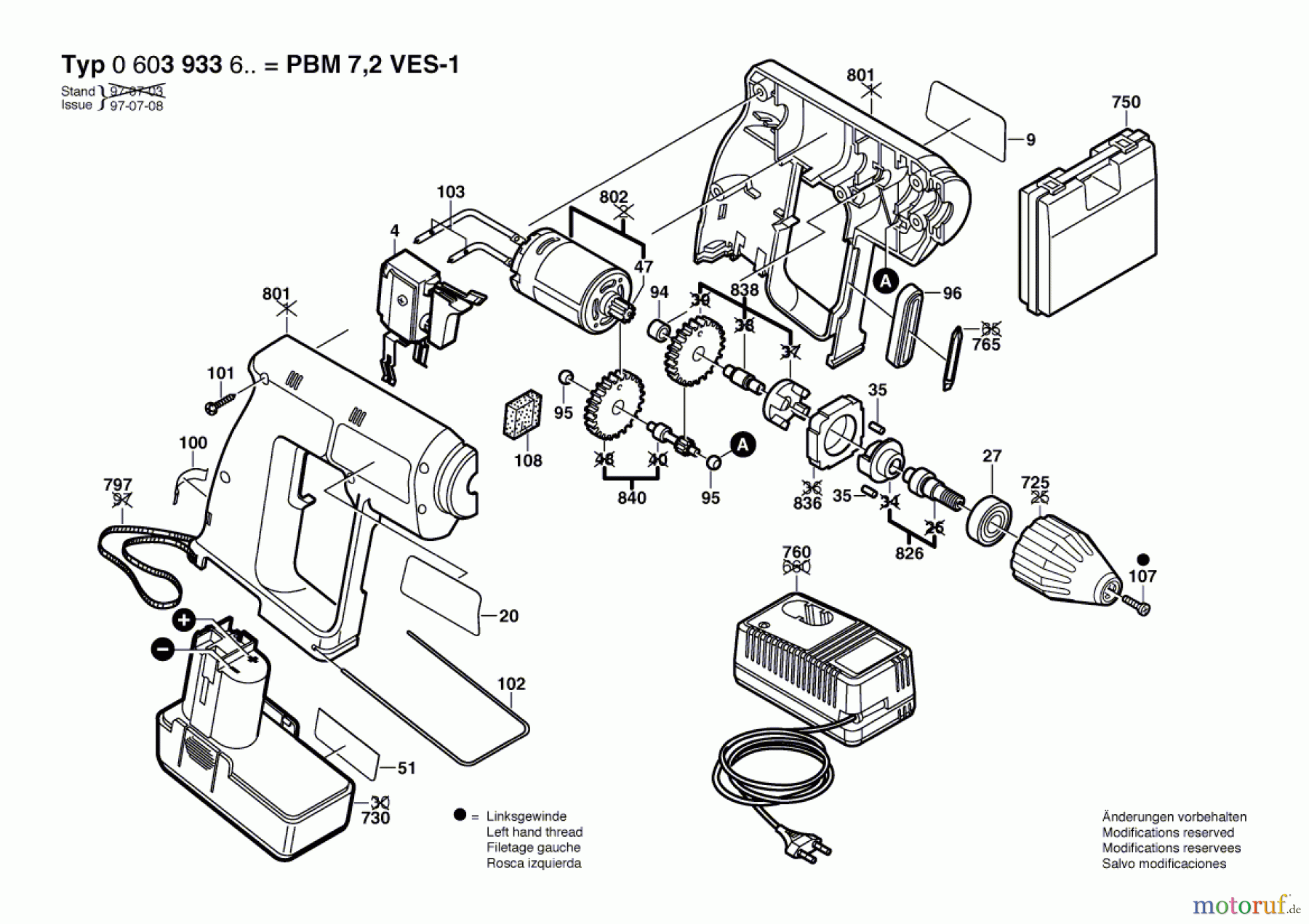  Bosch Akku Werkzeug Akku-Bohrmaschine PBM 7,2 VE-1 Seite 1