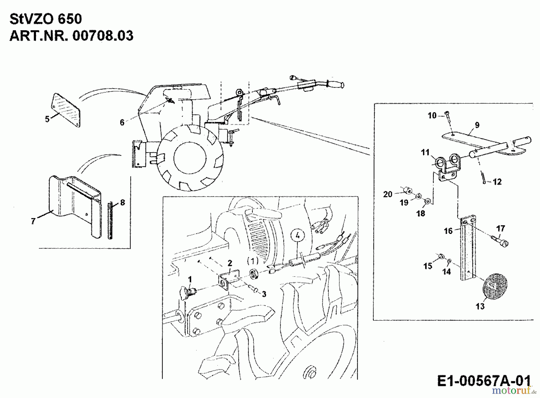  MTD Zubehör Zubehör Einachser STVZO-Bausatz STVZO 650 für 550, 650 00708.03  (1994) Grundgerät