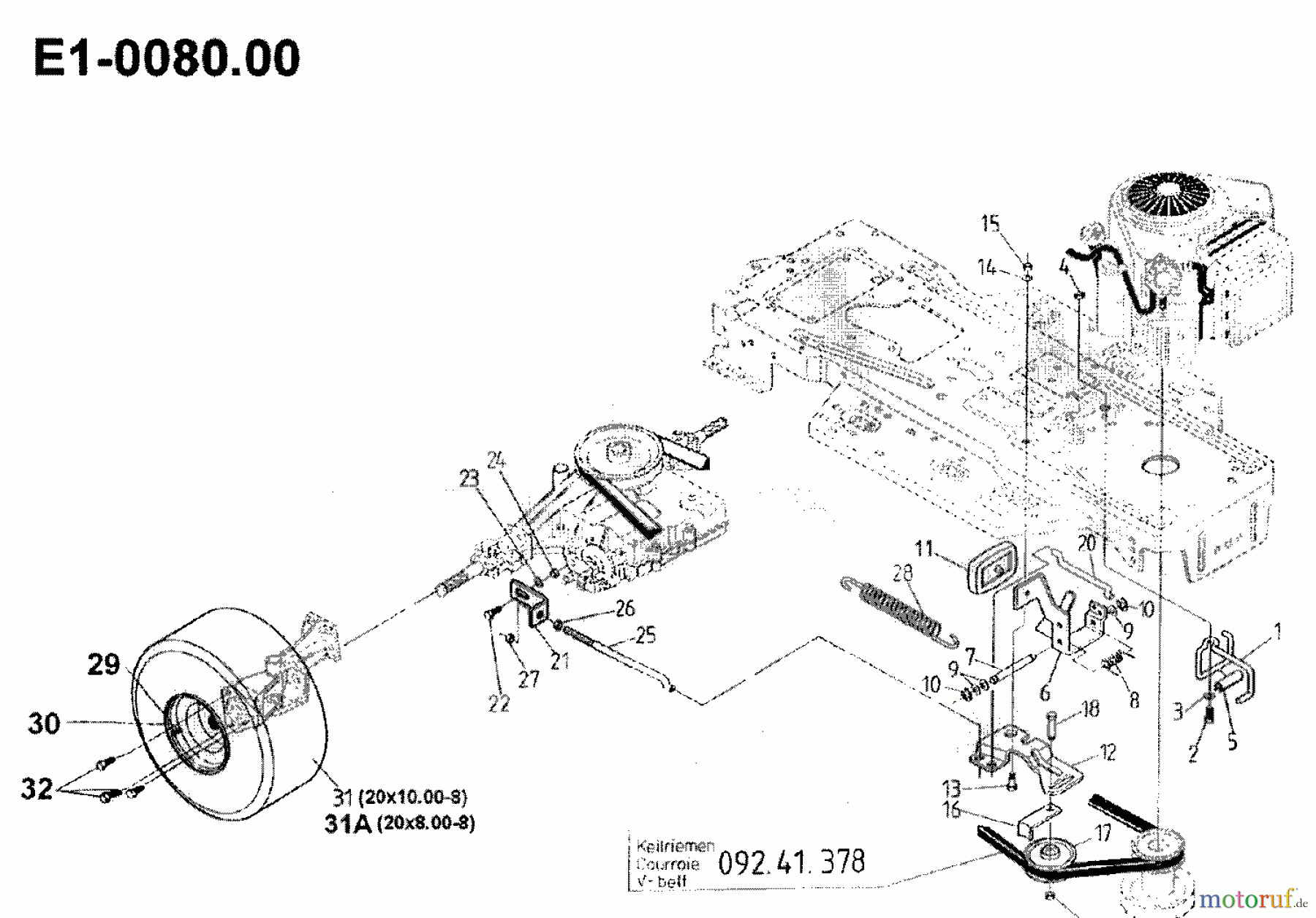 Gutbrod Rasentraktoren 1114 AWS 00097.01 (1992) Pedale, Räder hinten 20x8 / 20x10