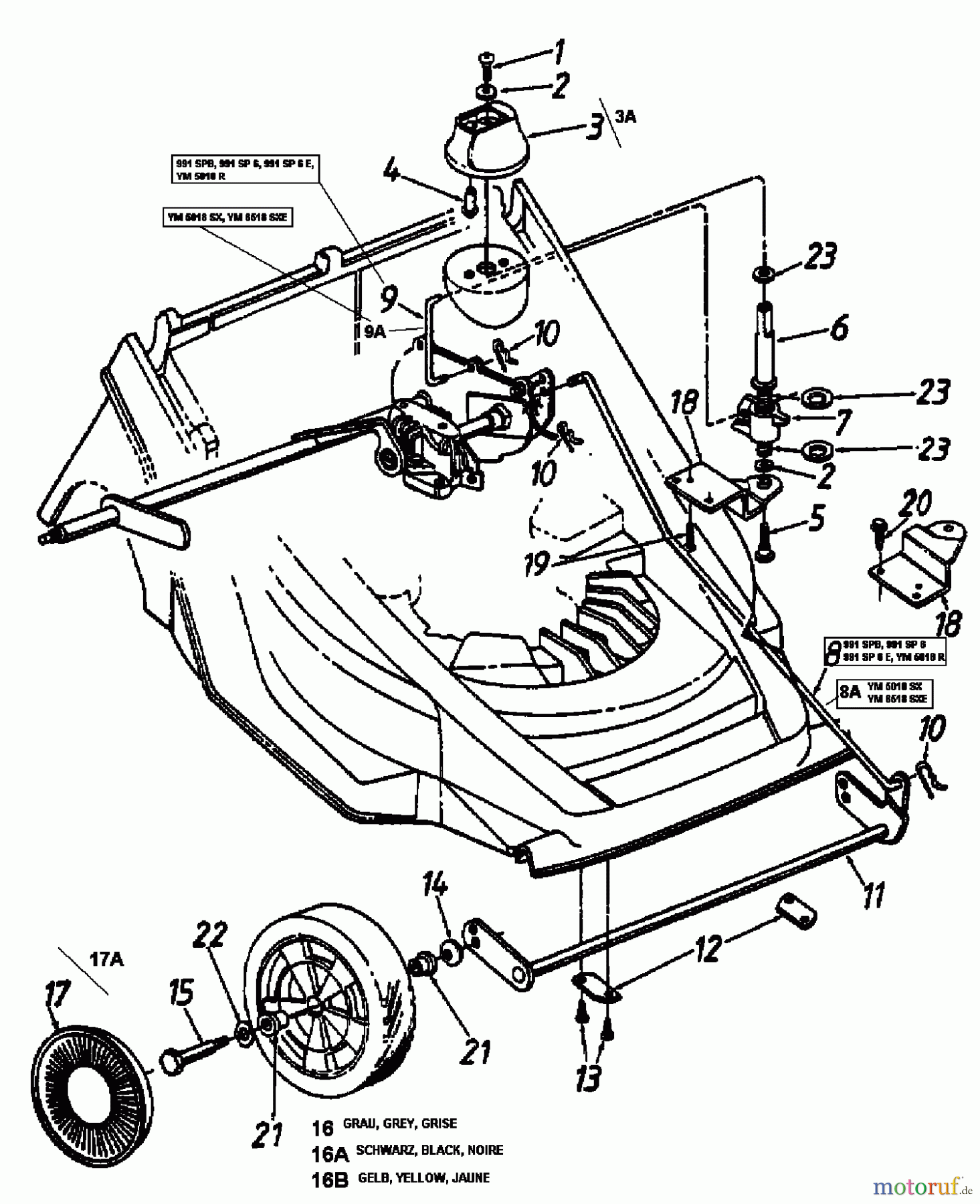  Lawnflite Motormäher mit Antrieb 991 SP 6 12B-658C611  (2000) Räder vorne, Schnitthöhenverstellung