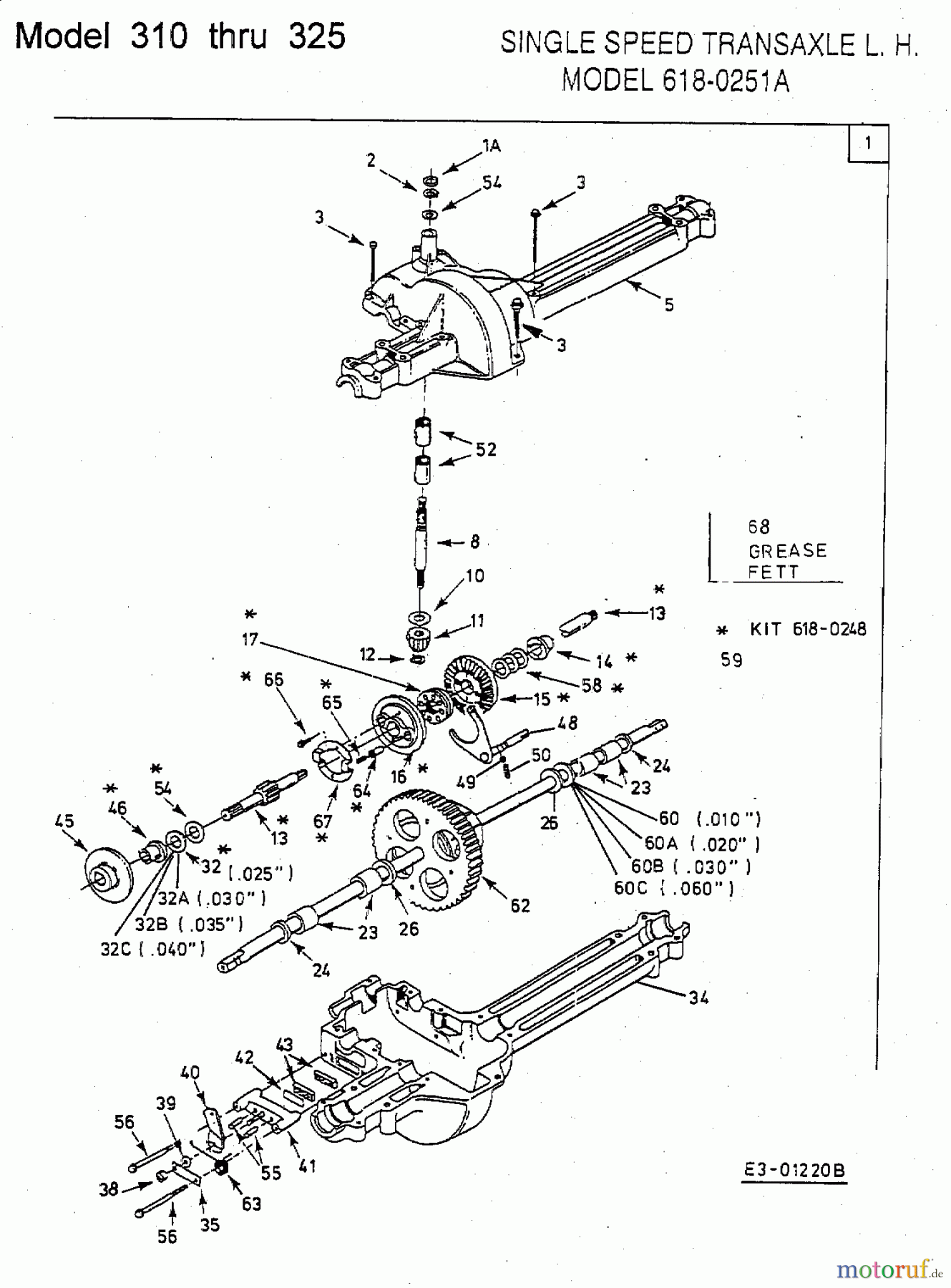  Lawnflite Rasentraktoren 503 13A-312-611  (2002) Getriebe