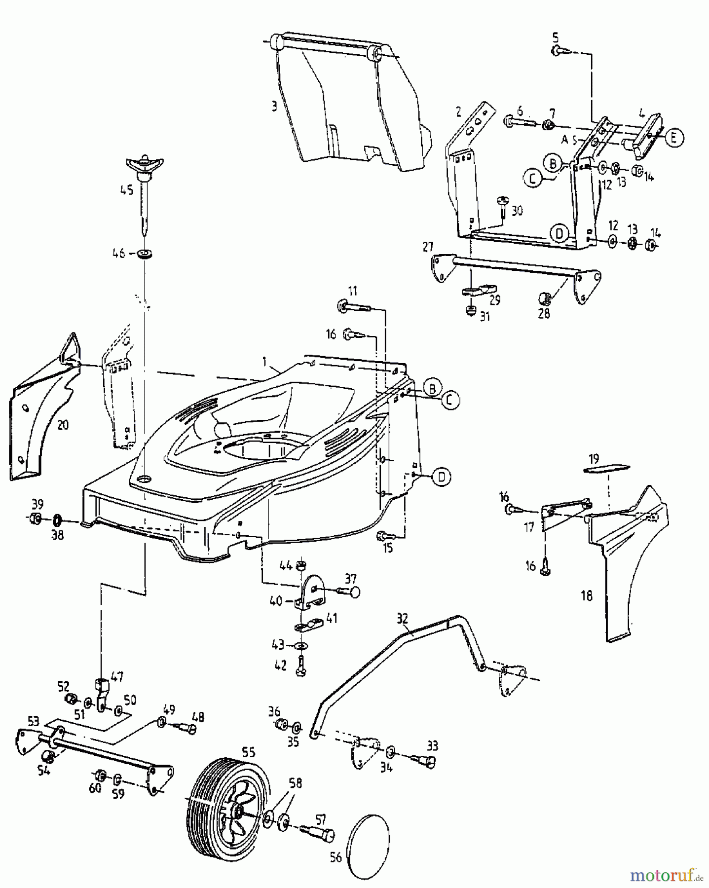 Gutbrod Motormäher HB 42 L 11B-L56Z604 (1999) Höhenverstellung, Räder vorne