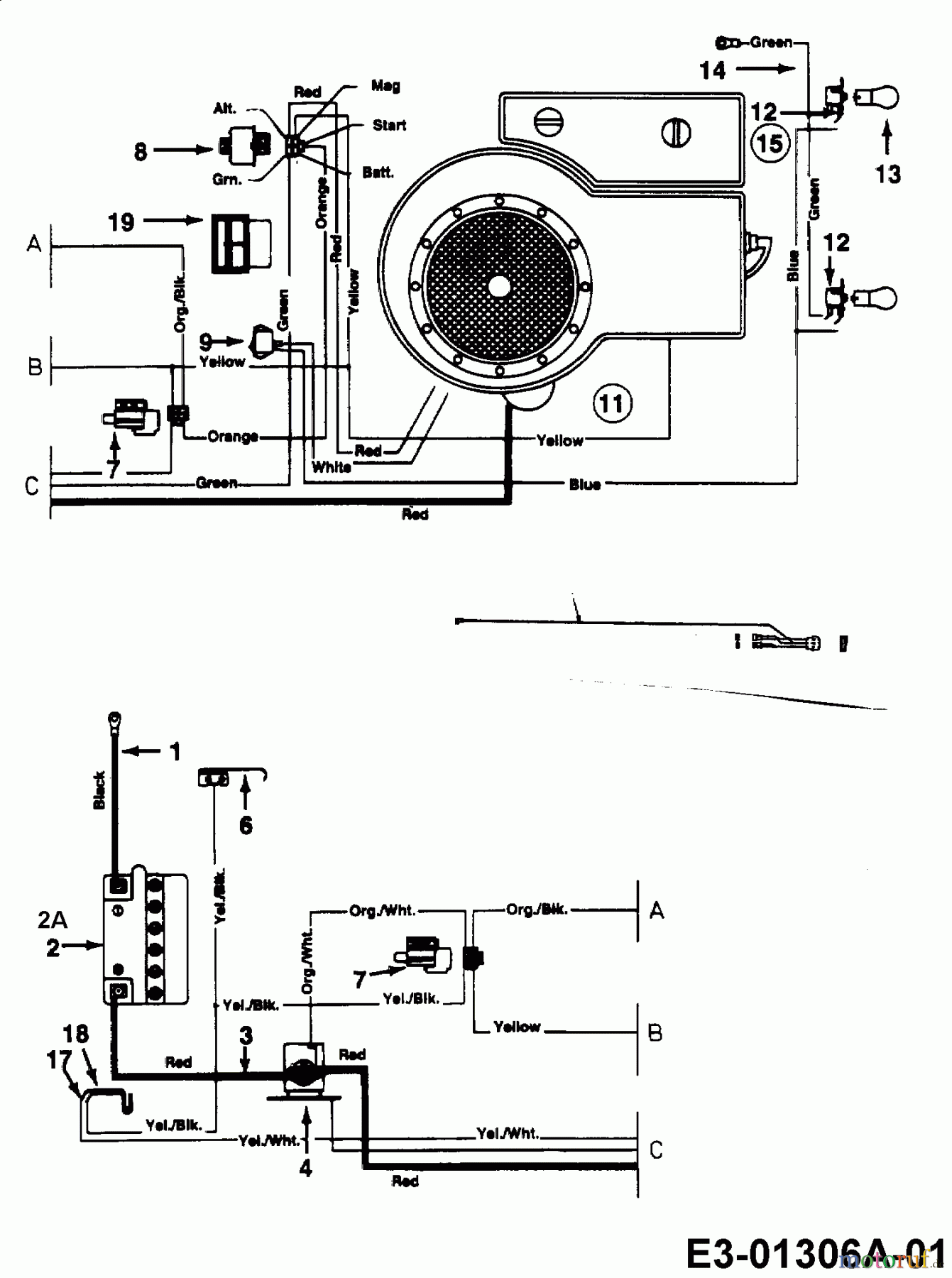  Univert Rasentraktoren UN 125 BC 13BL45GC663  (1998) Schaltplan Einzylinder