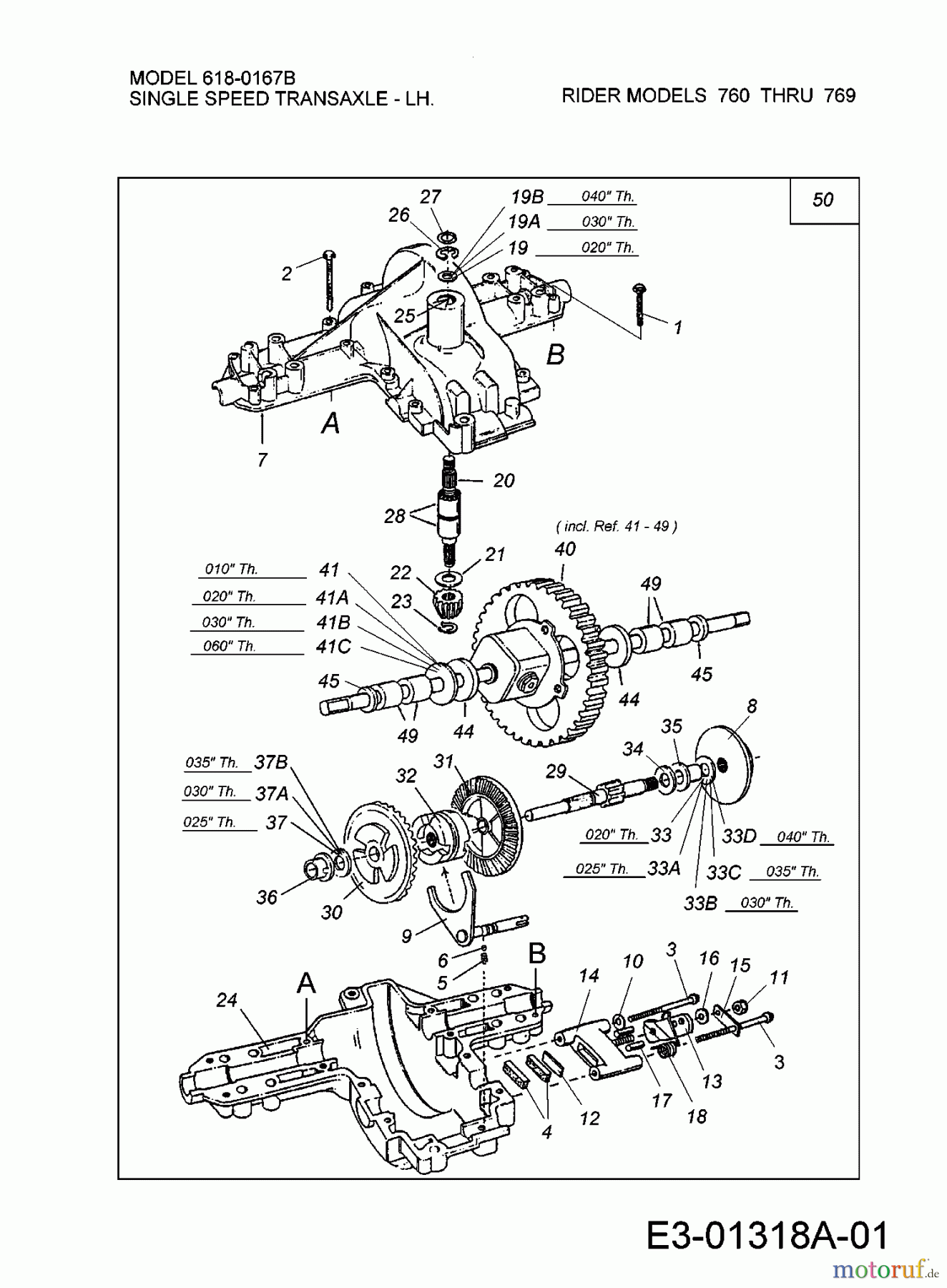  MTD Rasentraktoren E/130 13DA768N678  (2000) Getriebe 618-0167B