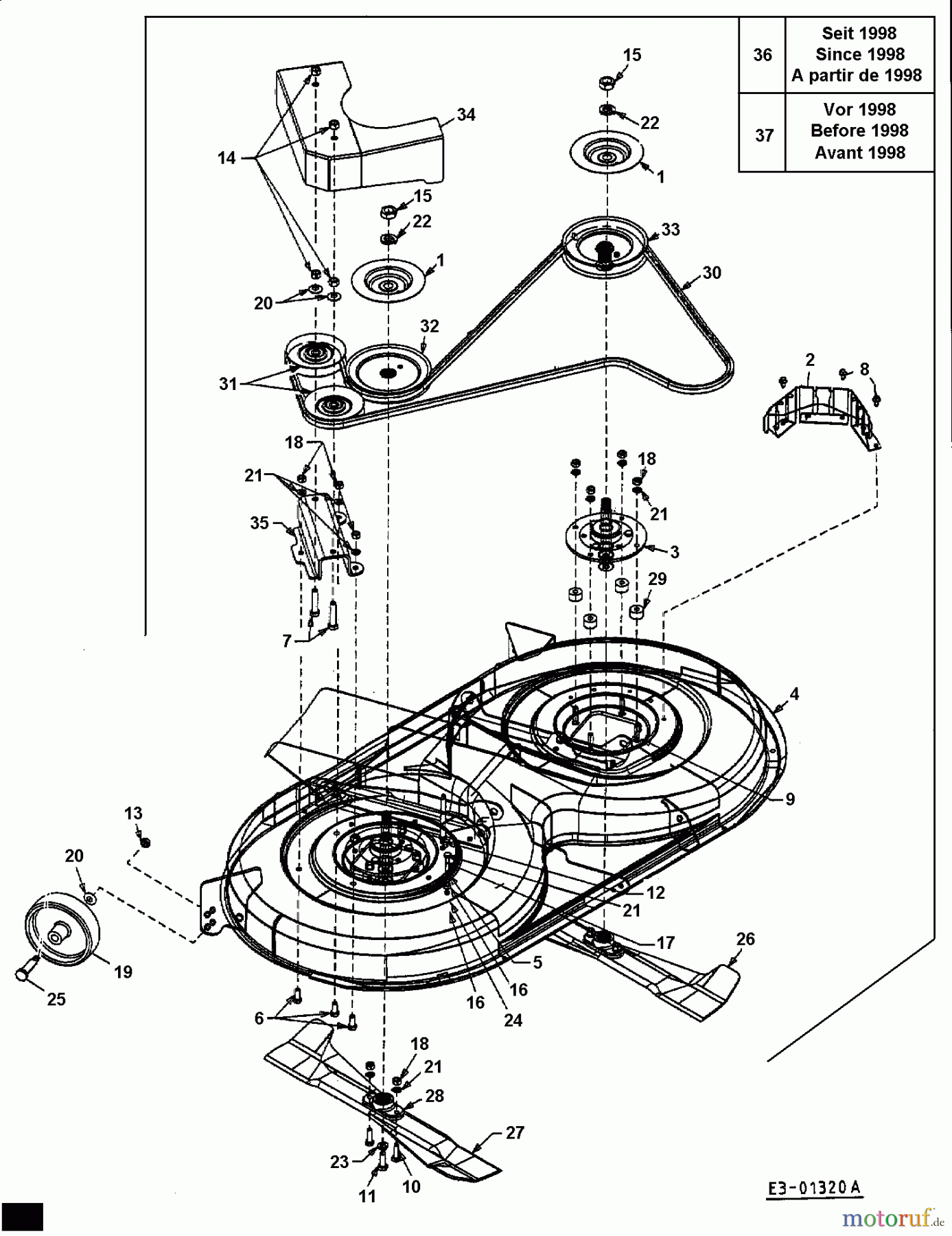  MTD Rasentraktoren E/165 13CO768N678  (1999) Mähwerk N (40