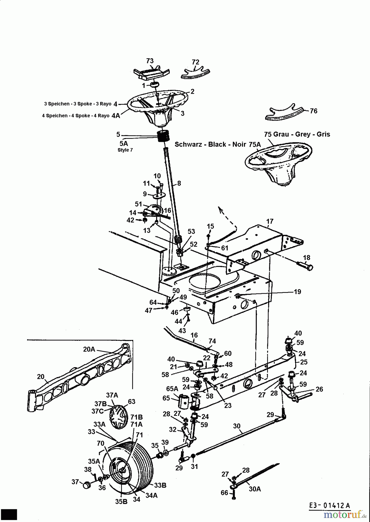  MTD ältere Modelle Rasentraktoren E/165 13DO768N678  (2001) Lenkung, Räder vorne, Vorderachse