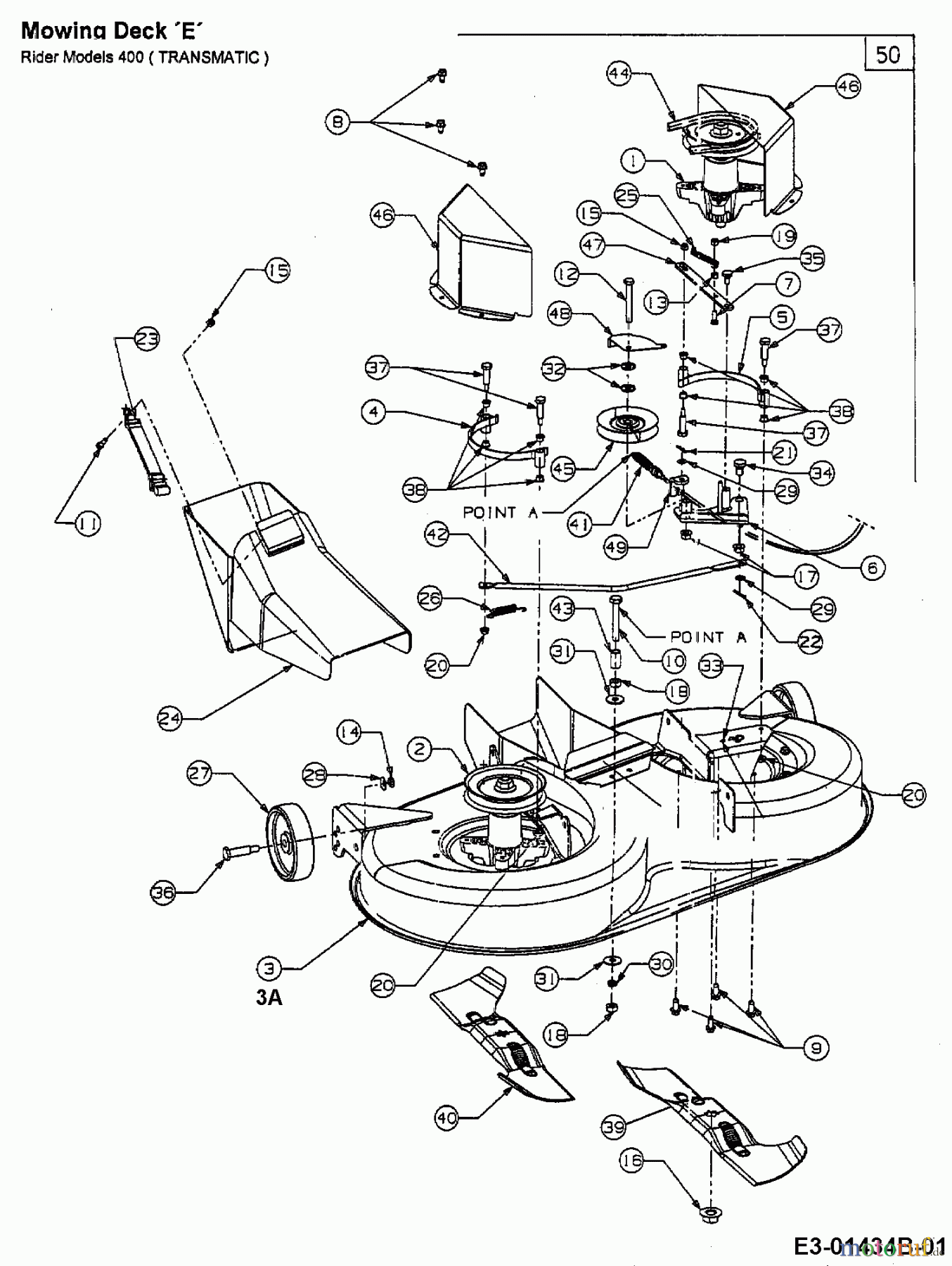  MTD ältere Modelle Rasentraktoren RH 125/92 13A3450E600  (2002) Mähwerk E (36