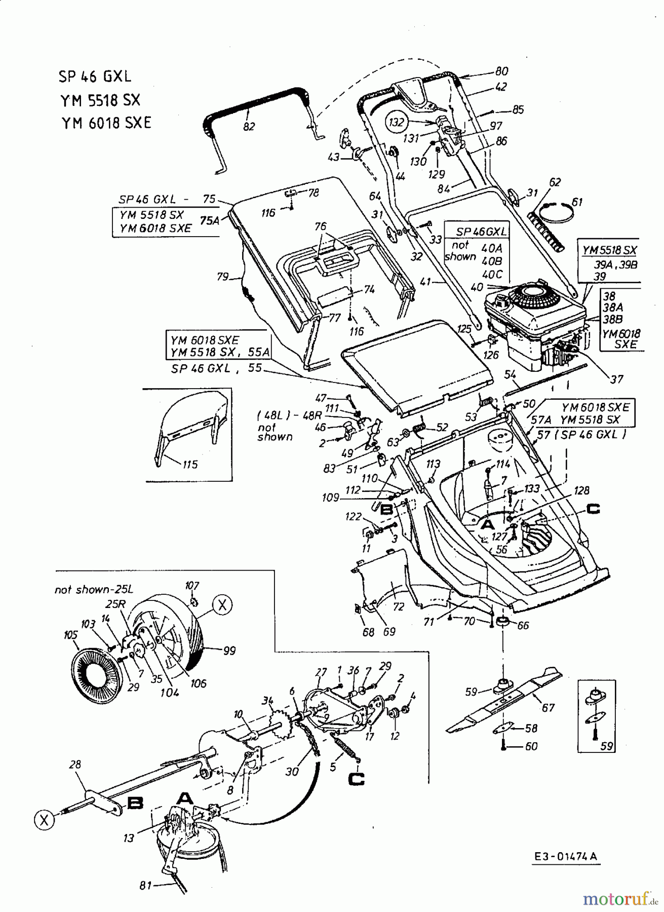 MTD Motormäher mit Antrieb SP 46 GXL 12B-X78C678  (2001) Grundgerät