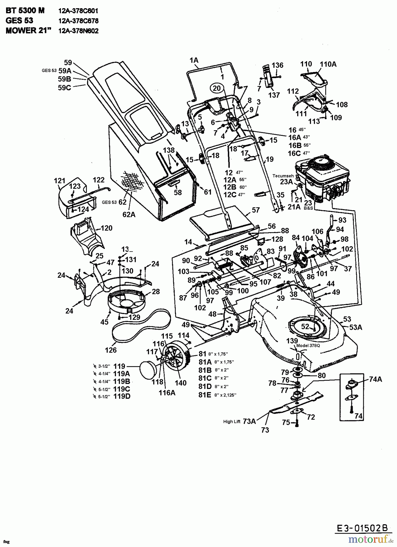  MTD Motormäher mit Antrieb GES 53 12A-378C678  (2000) Grundgerät