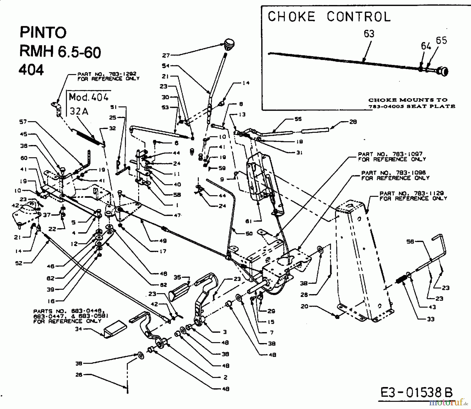  MTD ältere Modelle Rasentraktoren Pinto 13A6064-678  (2001) Chokezug, Pedale