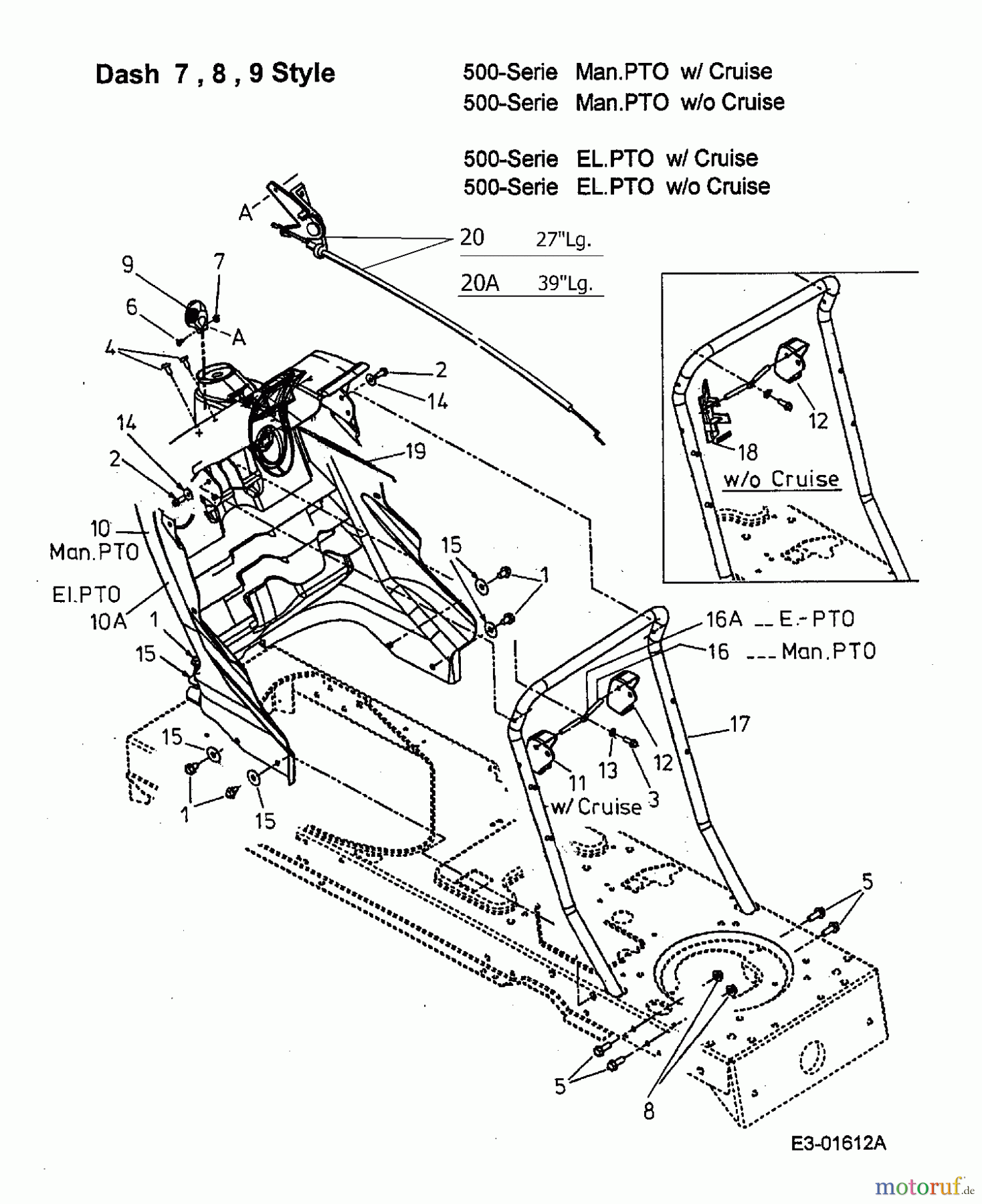  MTD ältere Modelle Rasentraktoren SN 155 H 13BP518N670  (2003) Armaturenbrett
