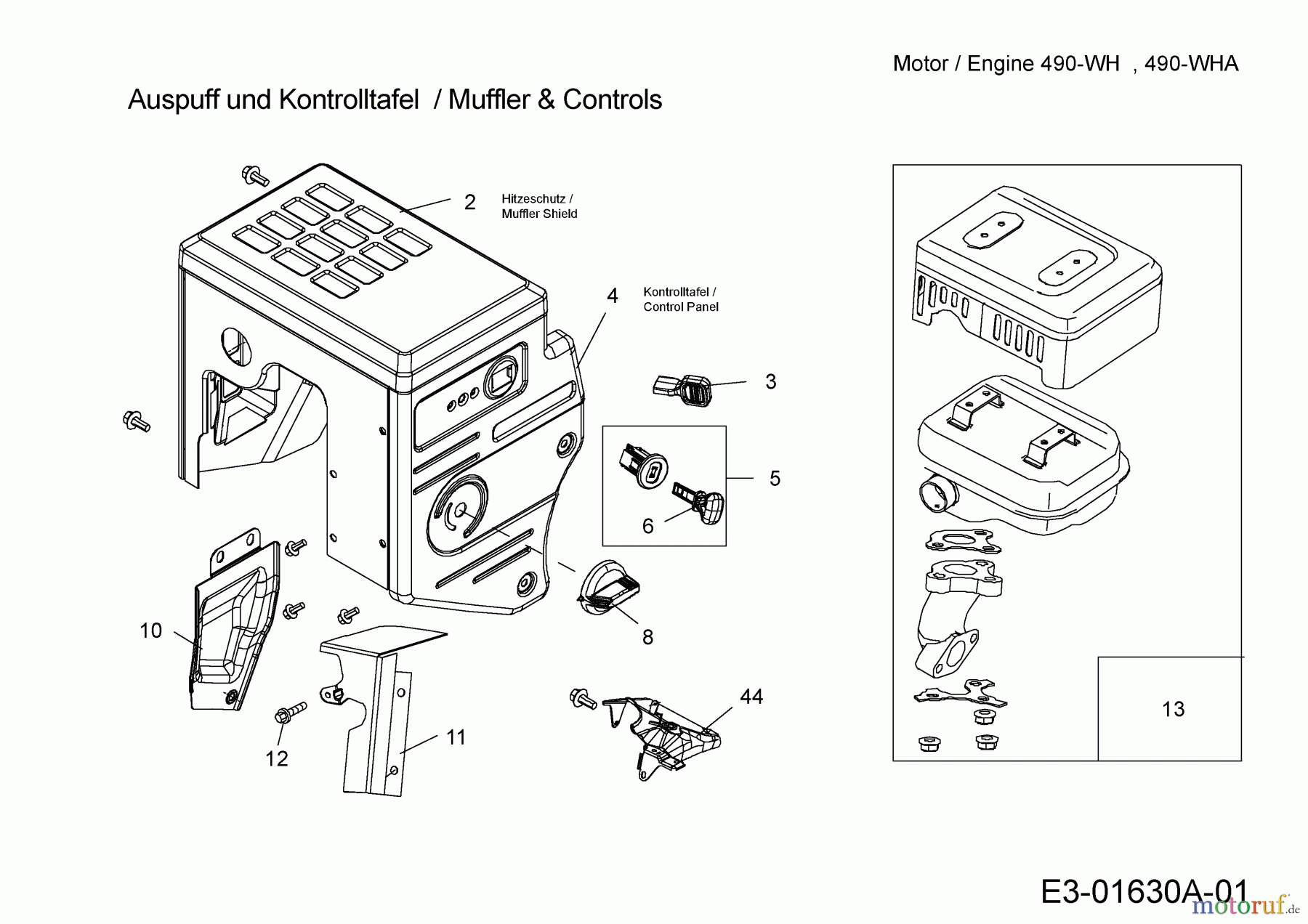 MTD-Motoren Horizontal 490-WH 752Z490-WH (2013) Auspuff