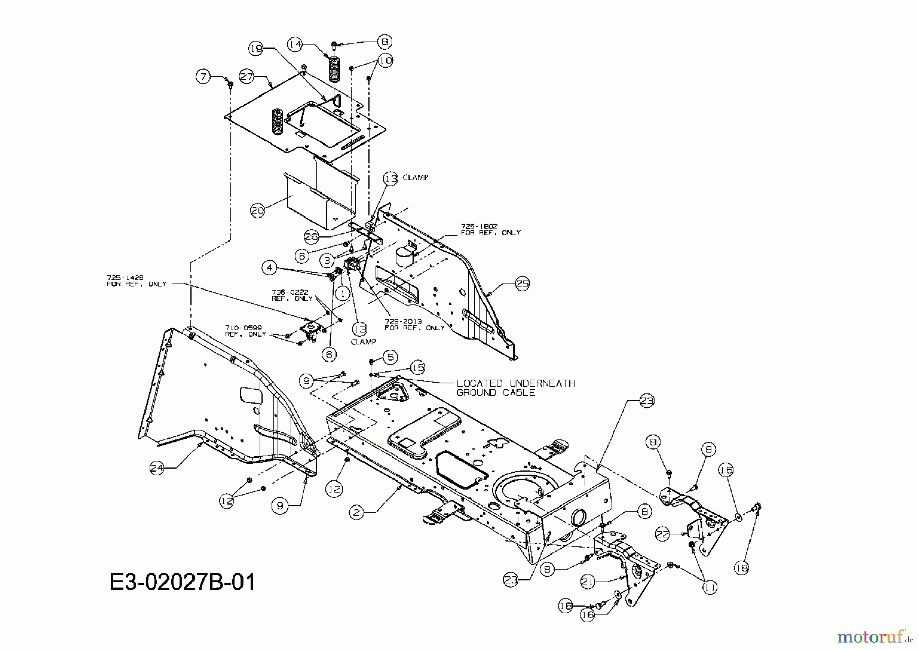  MTD ältere Modelle Rasentraktoren 175/105 H 13A3497N676  (2008) Rahmen