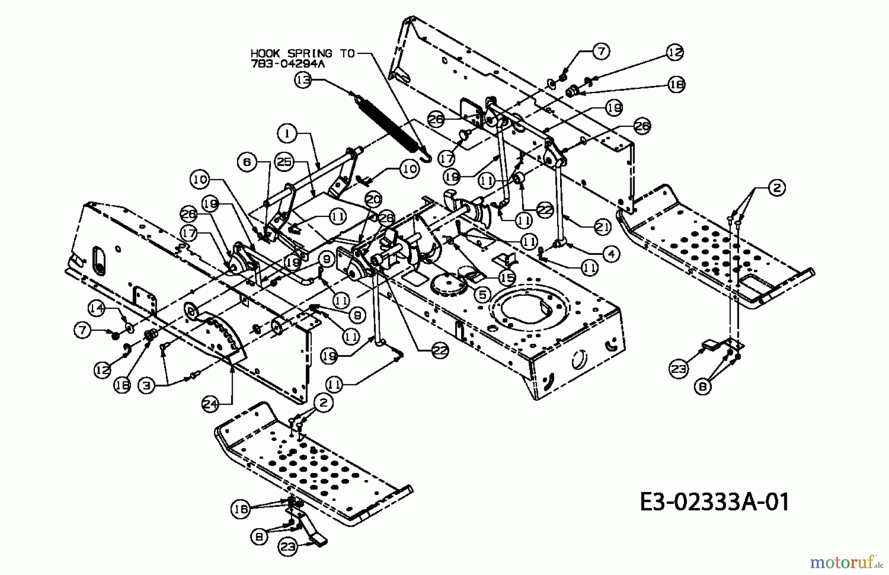  MTD Rasentraktoren RS 115/96 13AH662F600  (2005) Mähwerksaushebung