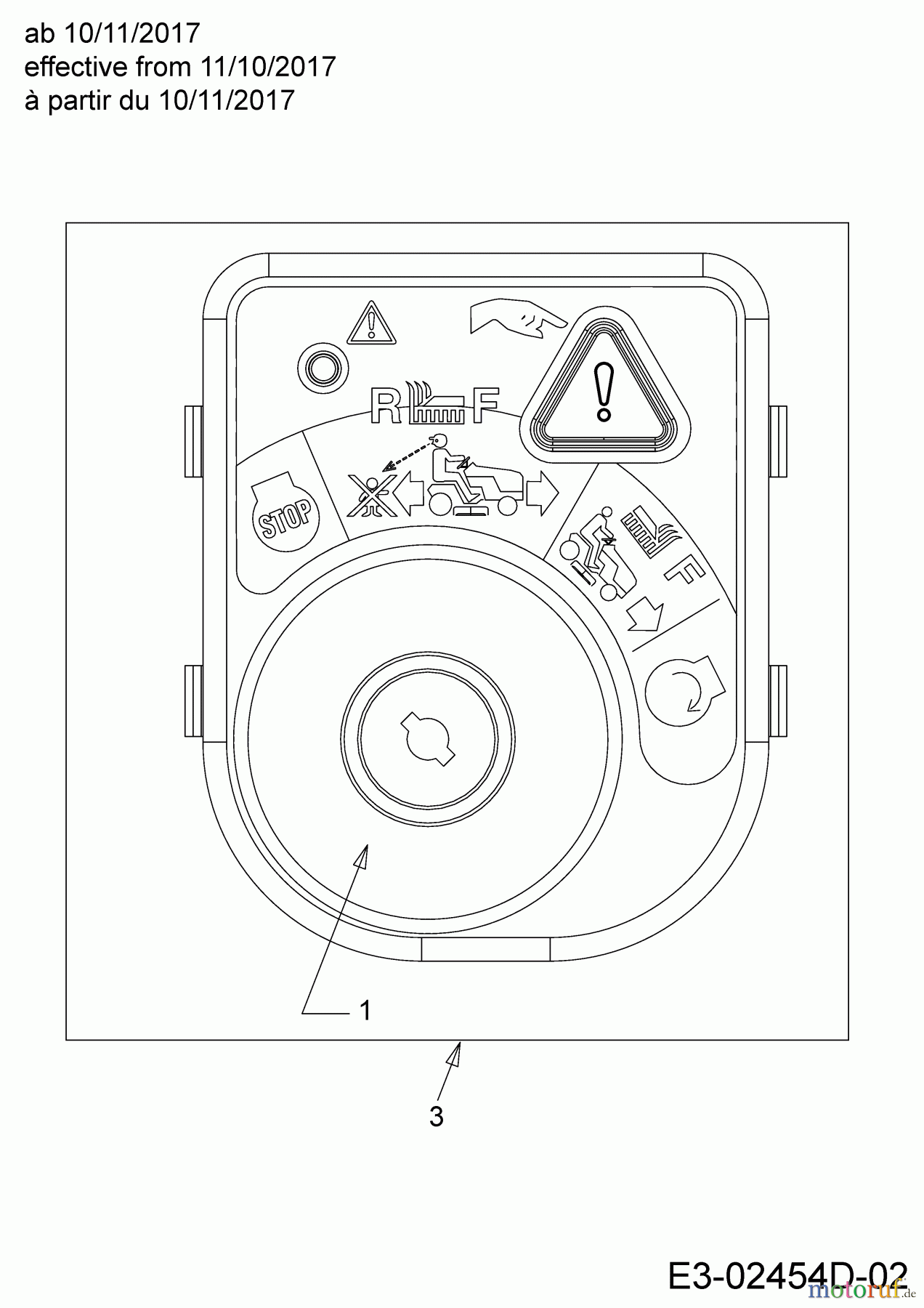  Helington Rasentraktoren H 107 HK 13AG79KG686  (2018) Zündschloss ab 10/11/2017