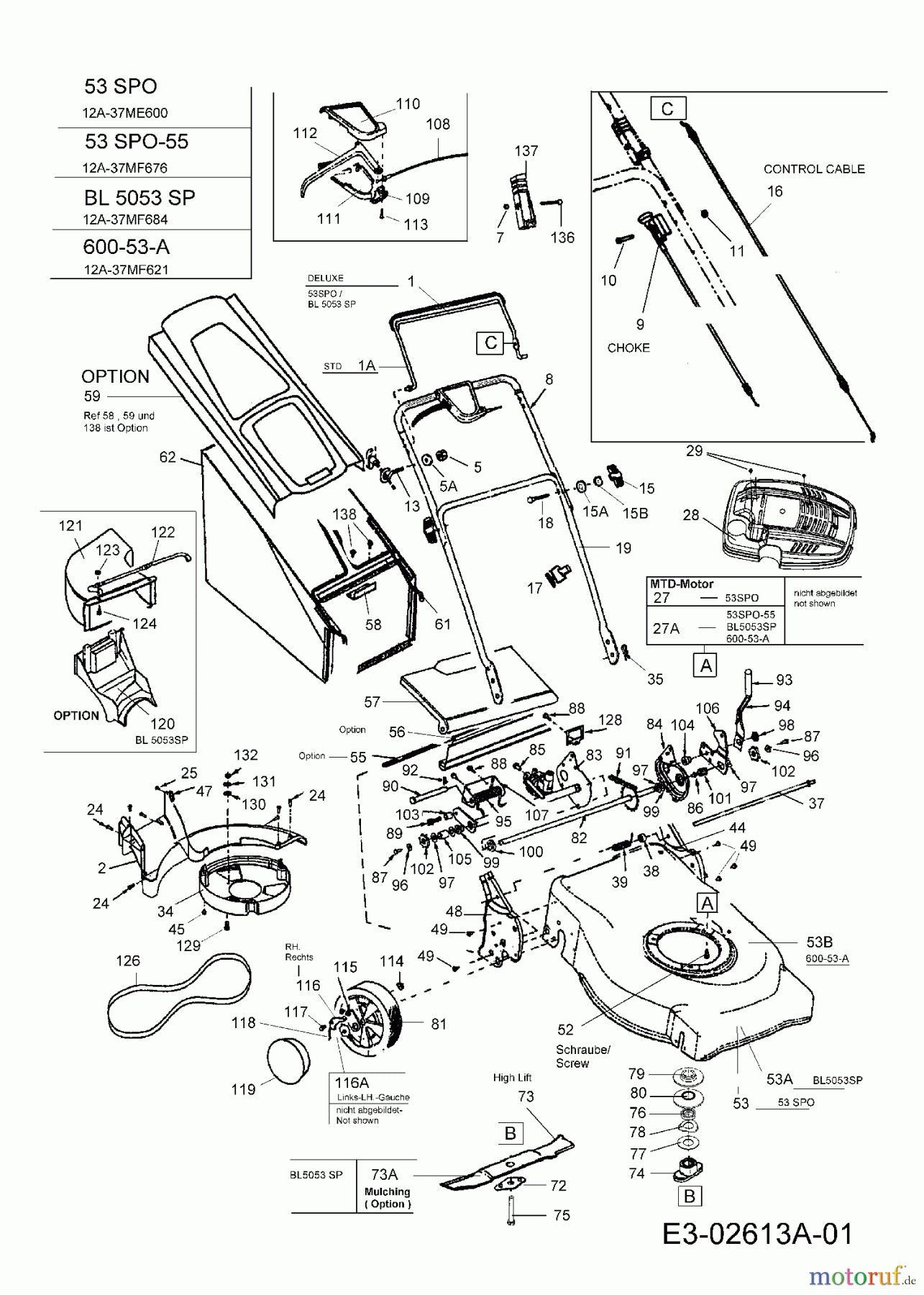  Bolens Motormäher mit Antrieb BL 5053 SP 12A-37MF684  (2006) Grundgerät