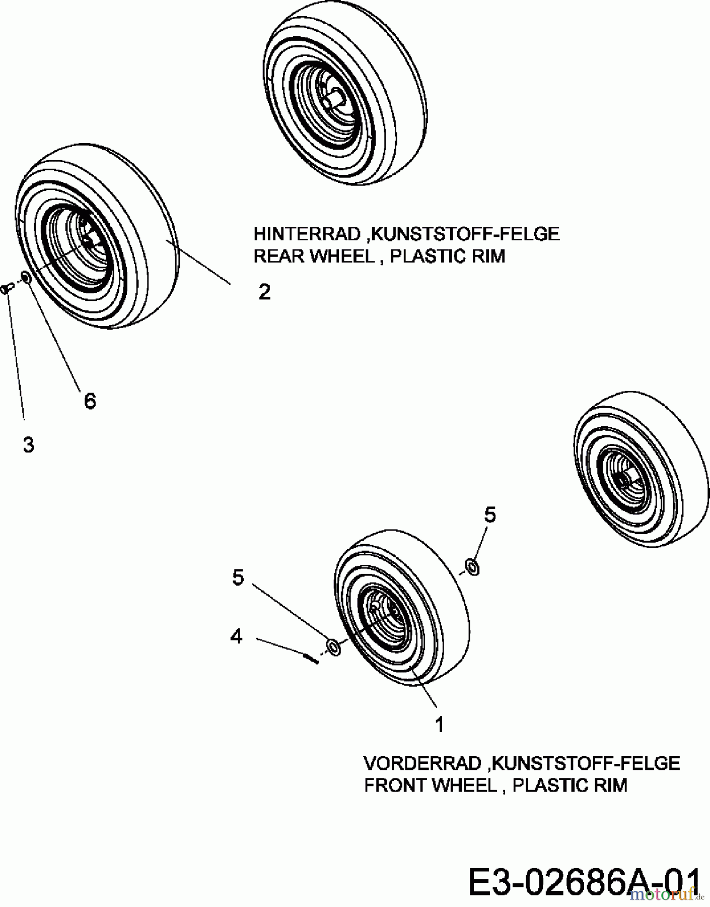  Lawnflite Rasentraktoren 404 13B4065-611  (2006) Räder