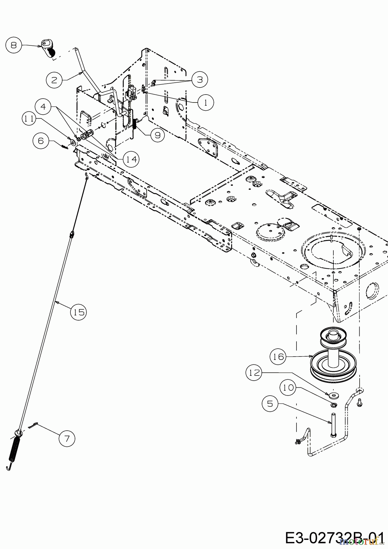  Raiffeisen Rasentraktoren RMS 714-96 T 13AH777F628  (2007) Mähwerkseinschaltung, Motorkeilriemenscheibe
