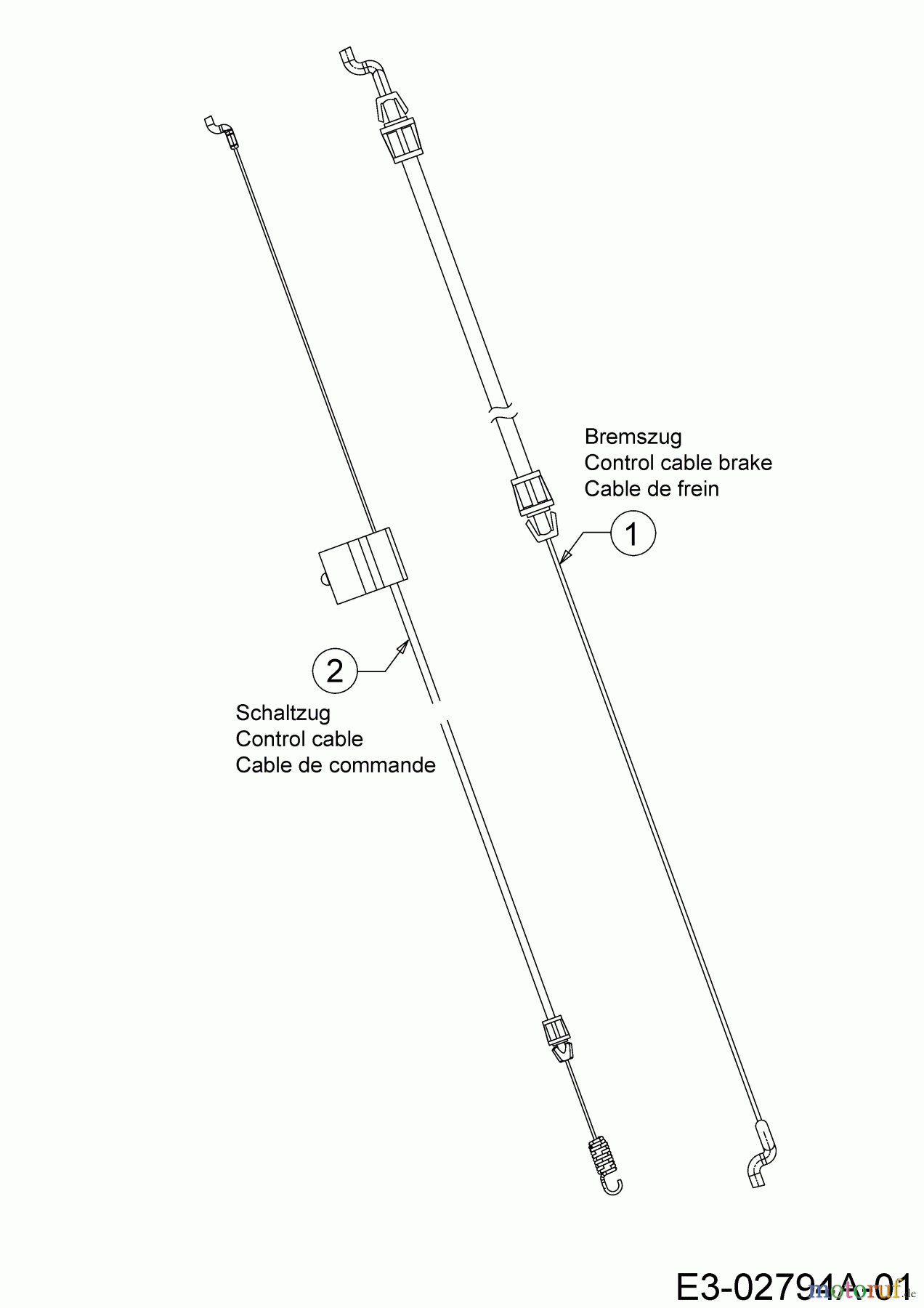  Beaux Jours Motormäher mit Antrieb BJ 5553 SH 12A-PFDQ613  (2017) Bremszug, Schaltzug