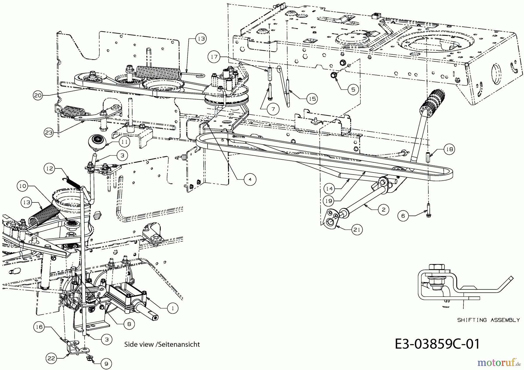  Variolux Rasentraktoren V-RTH 155/105 T 13AM77TN620  (2011) Fahrantrieb, Pedal, Schalthebel