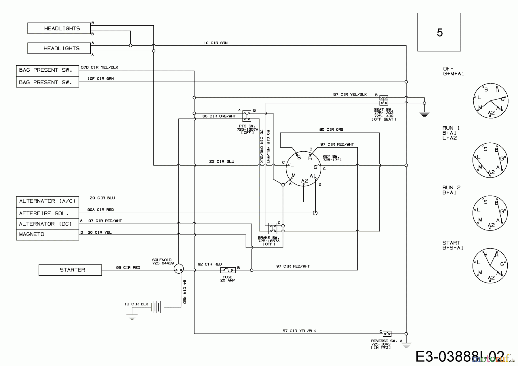  MTD Rasentraktoren Smart RC 125 13HH76KC600  (2015) Schaltplan