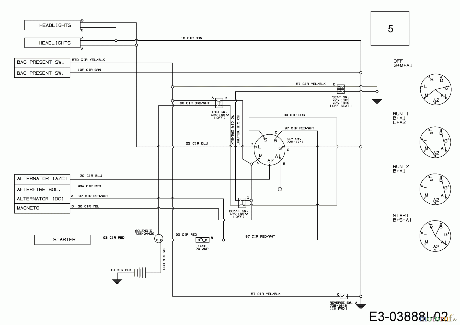  MTD Rasentraktoren LTEX 92 T 13HM76KE682  (2015) Schaltplan