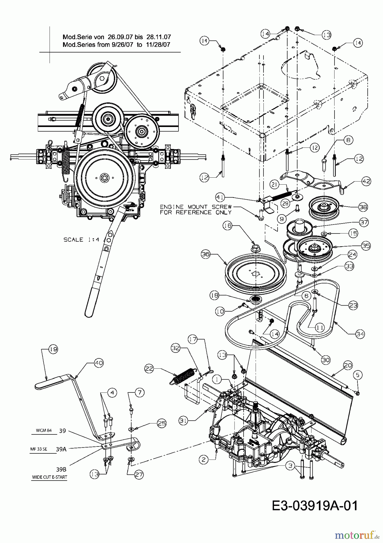  Cub Cadet Motormäher mit Antrieb Wide Cut E-Start 12AE764U603  (2008) Fahrantrieb bis 28.11.2007