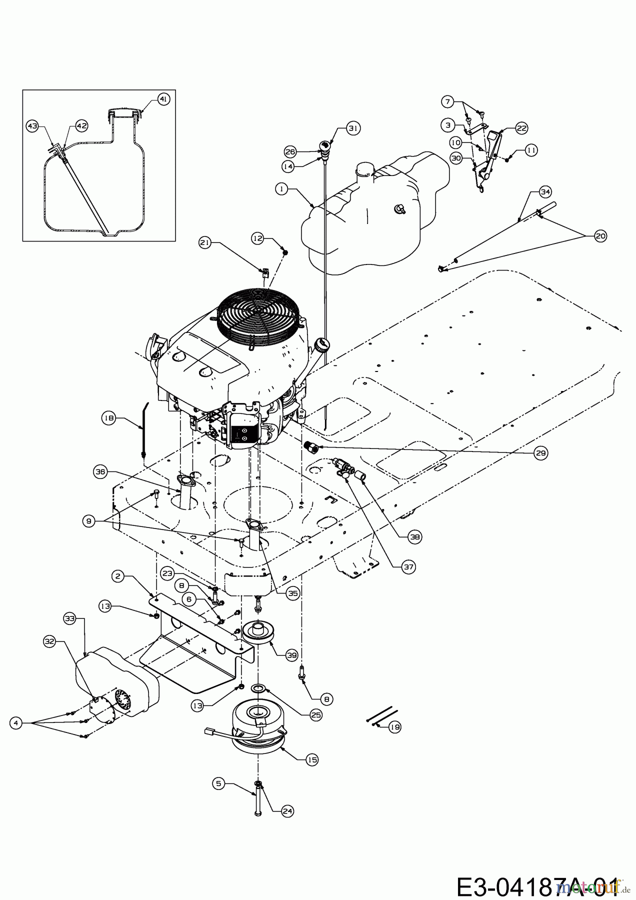  Cub Cadet Zero Turn RZT 50 17AI2ACP603  (2008) Elektromagnetkupplung, Motorzubehör, Tank