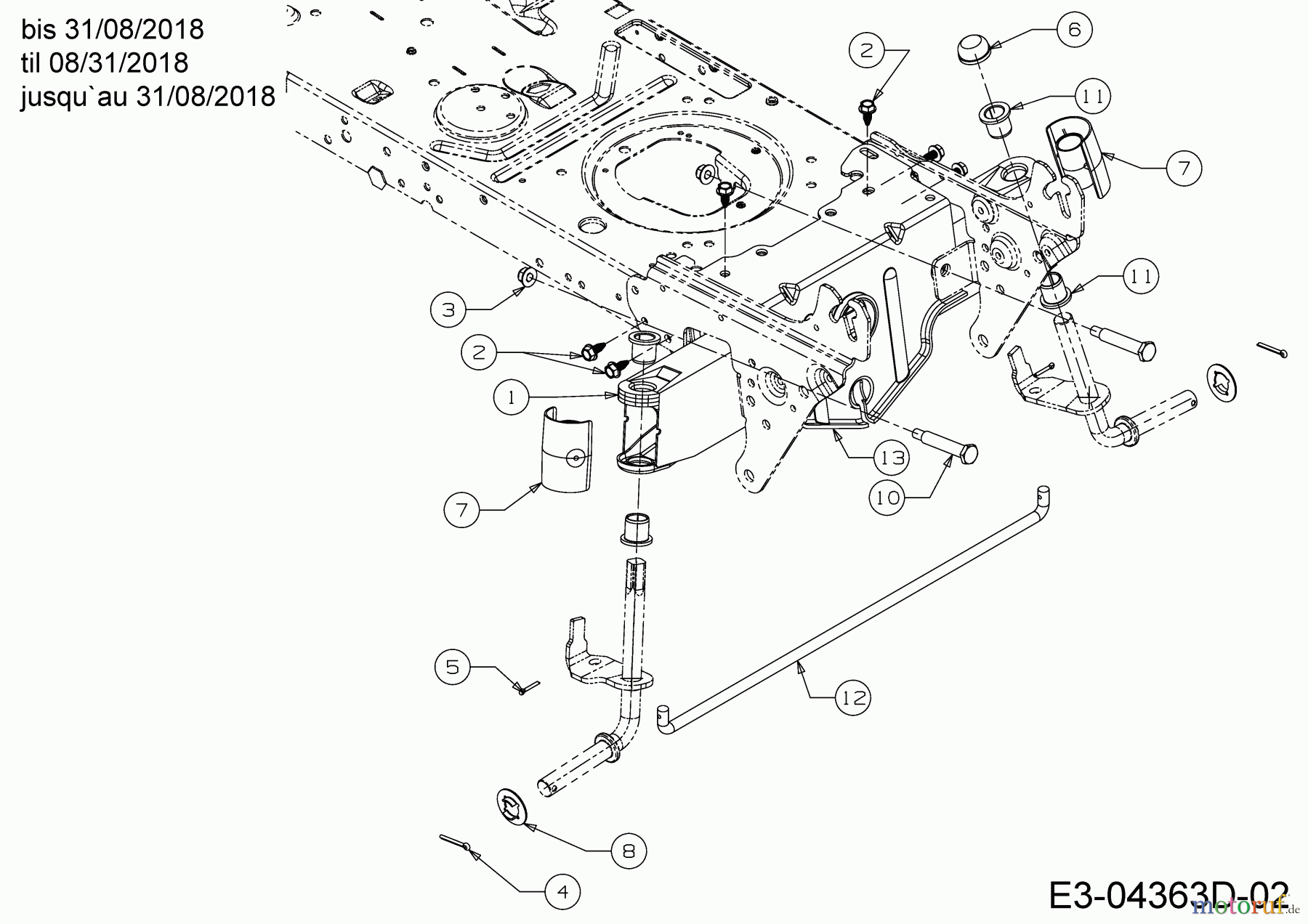  Helington Rasentraktoren H 107 HK 13AG79KG686  (2018) Vorderachse bis 31/08/2018