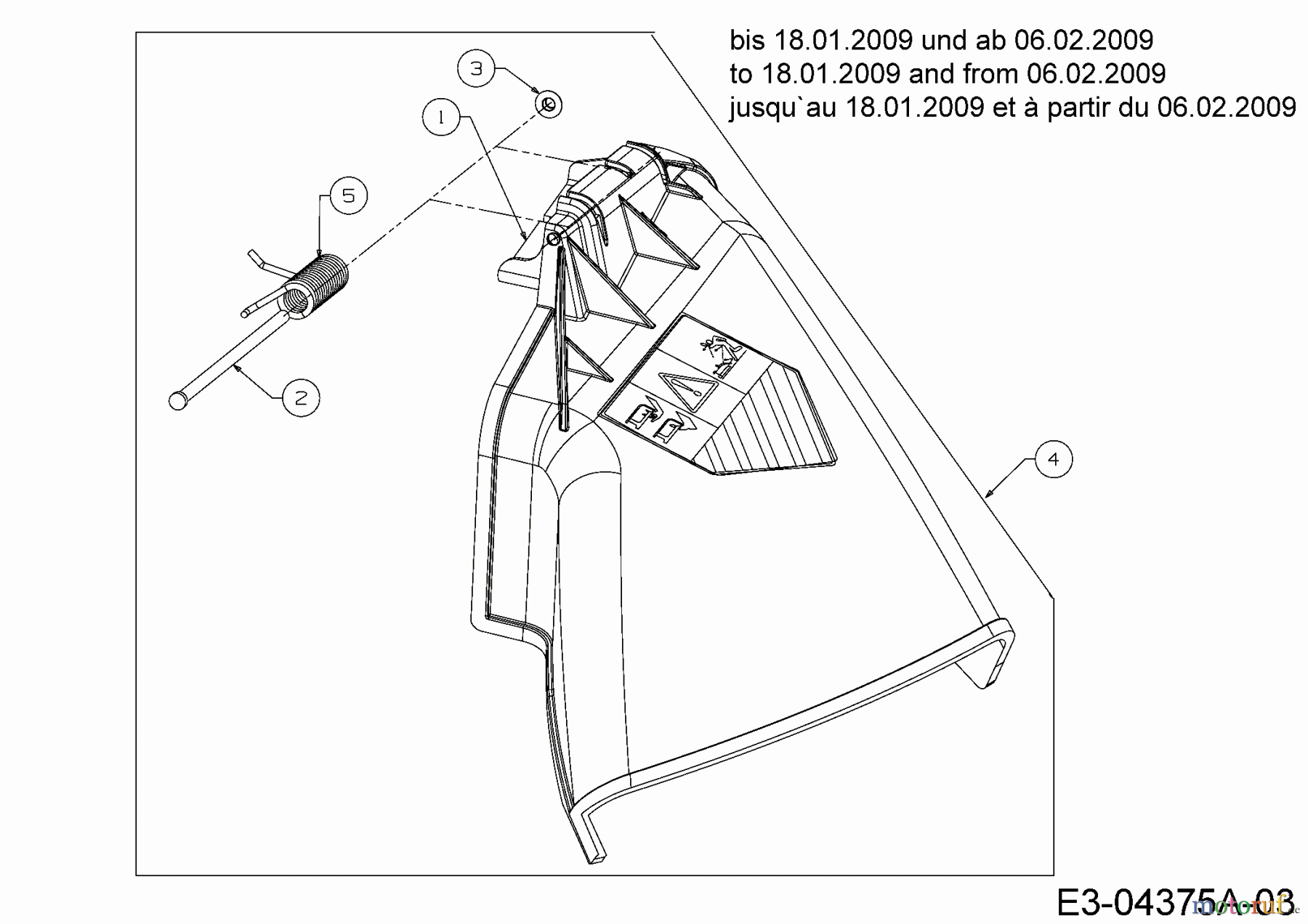  MTD Rasentraktoren P 155 HF 13AM793F678  (2009) Deflektor bis 18.01.2009 und ab 06.02.2009
