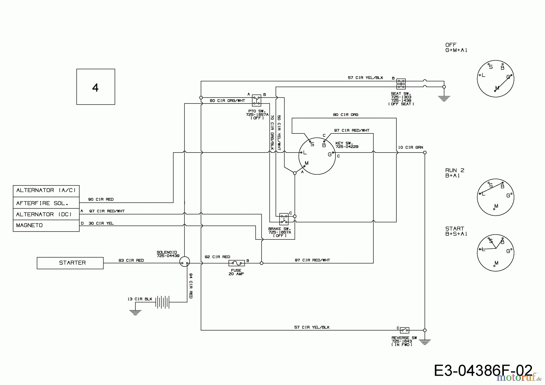  MTD Rasentraktoren DL 96 T 13H2765F677  (2018) Schaltplan