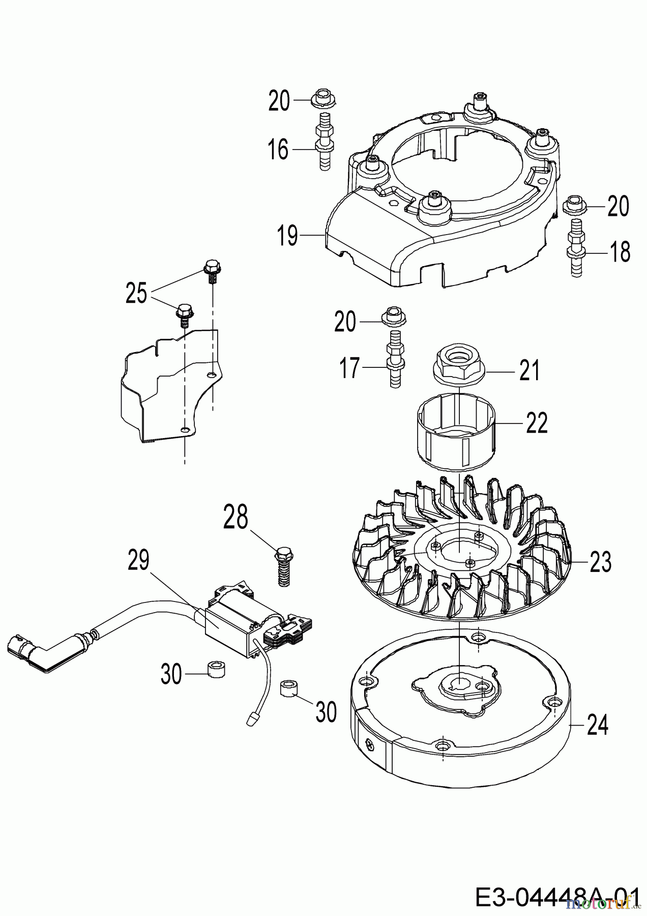 MTD-Motoren Vertikal 1P65WHA 752Z1P65WHA (2009) Lüfterhaube, Zündung