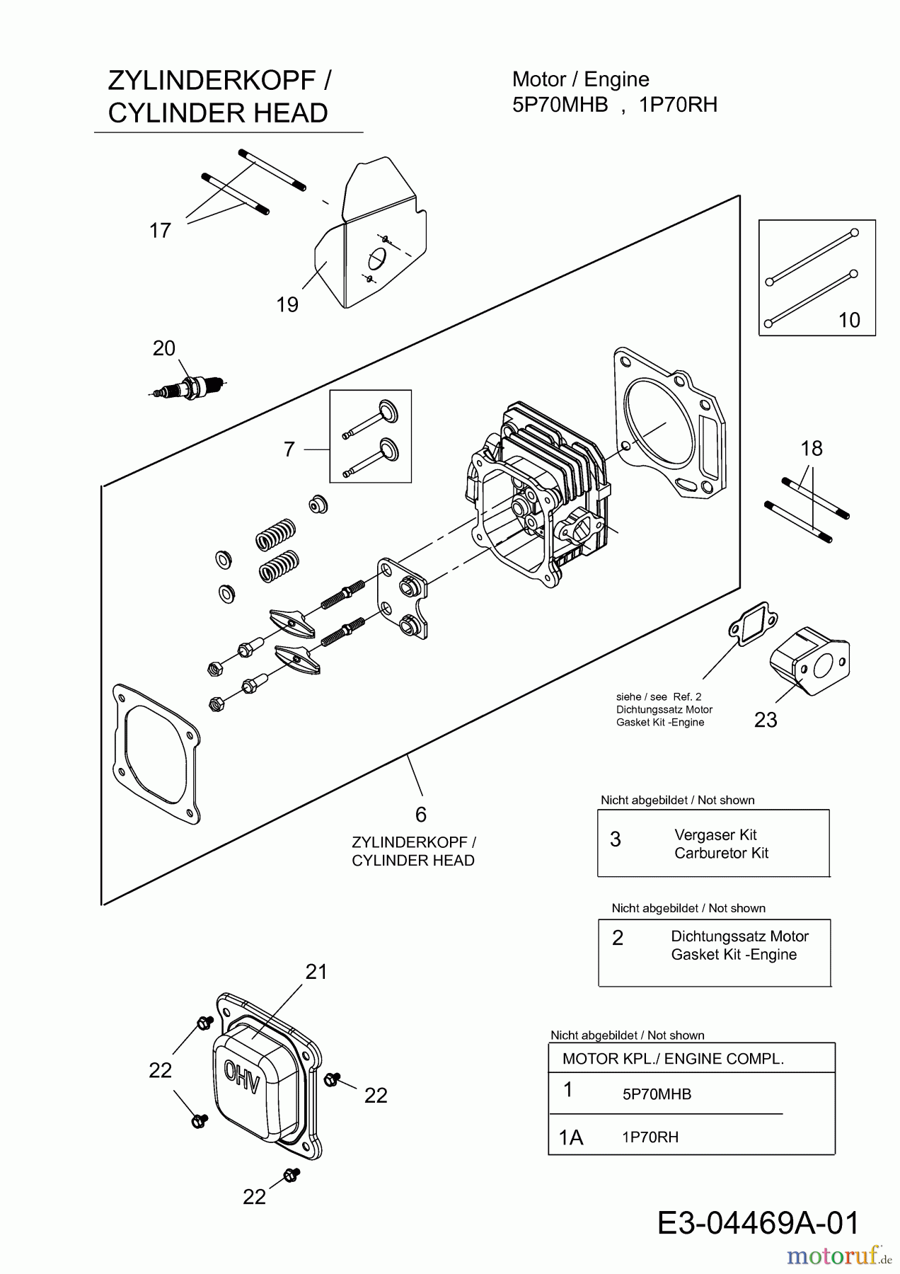 MTD-Motoren Vertikal 1P70RH 752Z1P70RH (2011) Zylinderkopf