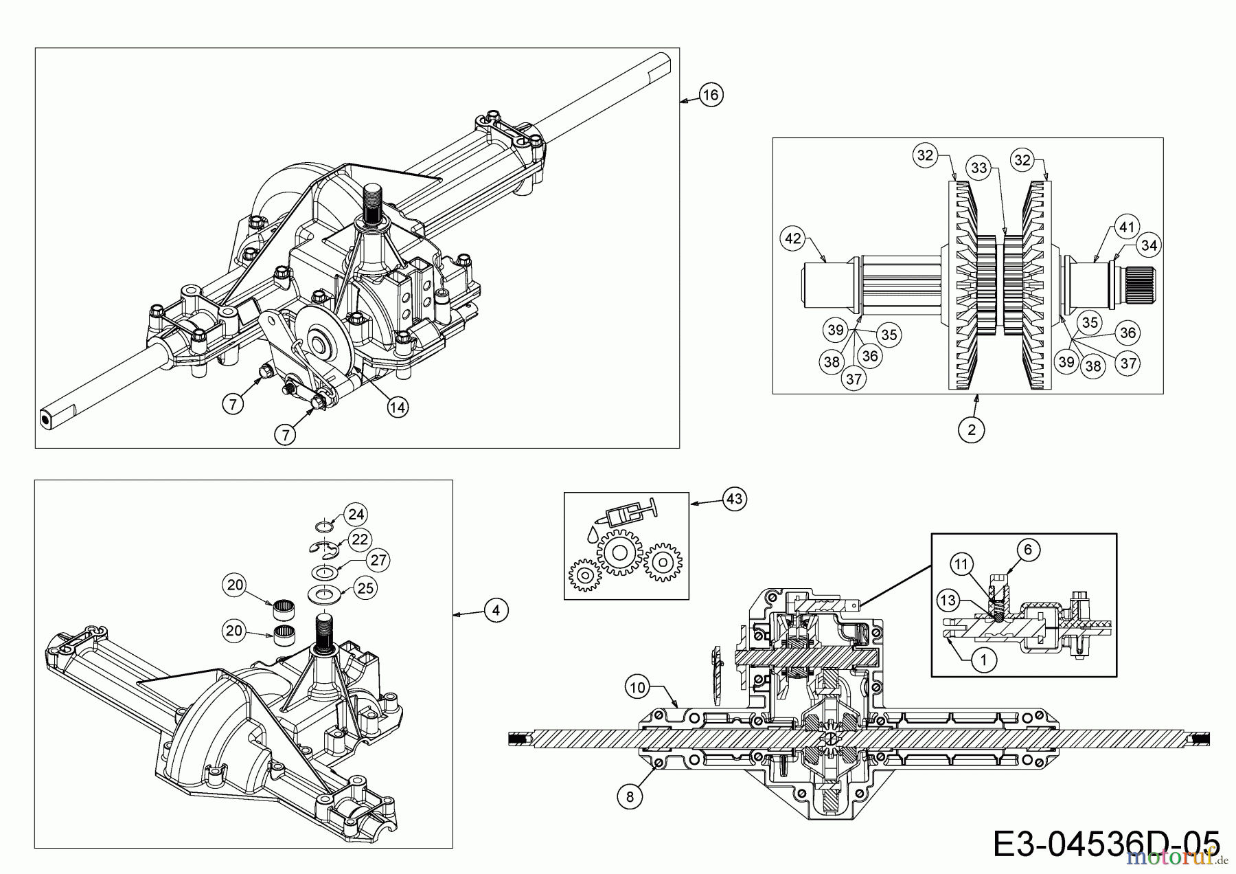 Massey Ferguson Lawn tractors MF 42-18 ASD 13AD90GG695 (2015) Gearbox 618-04566A