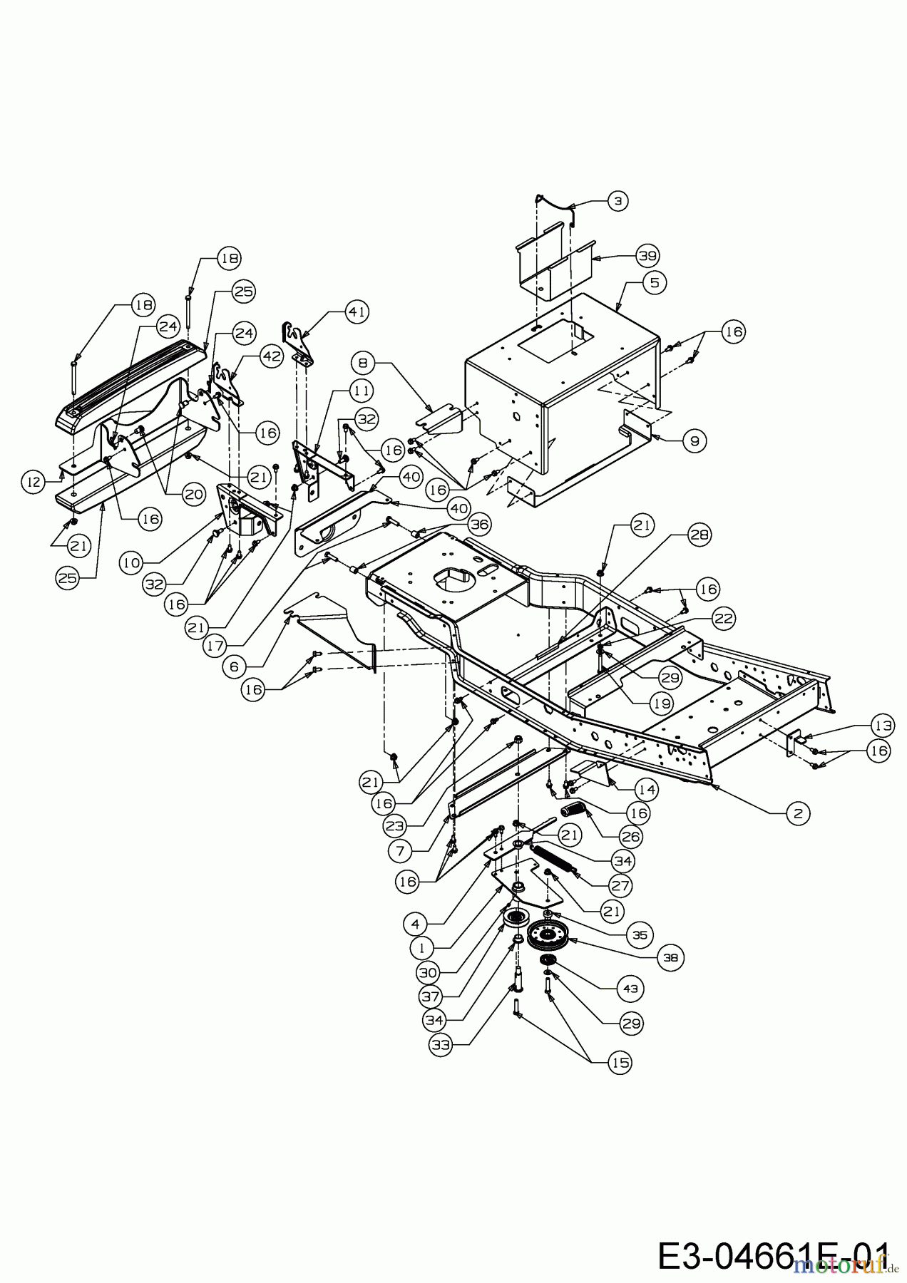 Cub Cadet Zero Turn FMZ 50 17CI4BFP603 (2014) Rahmen, Spannrolle Fahrantrieb