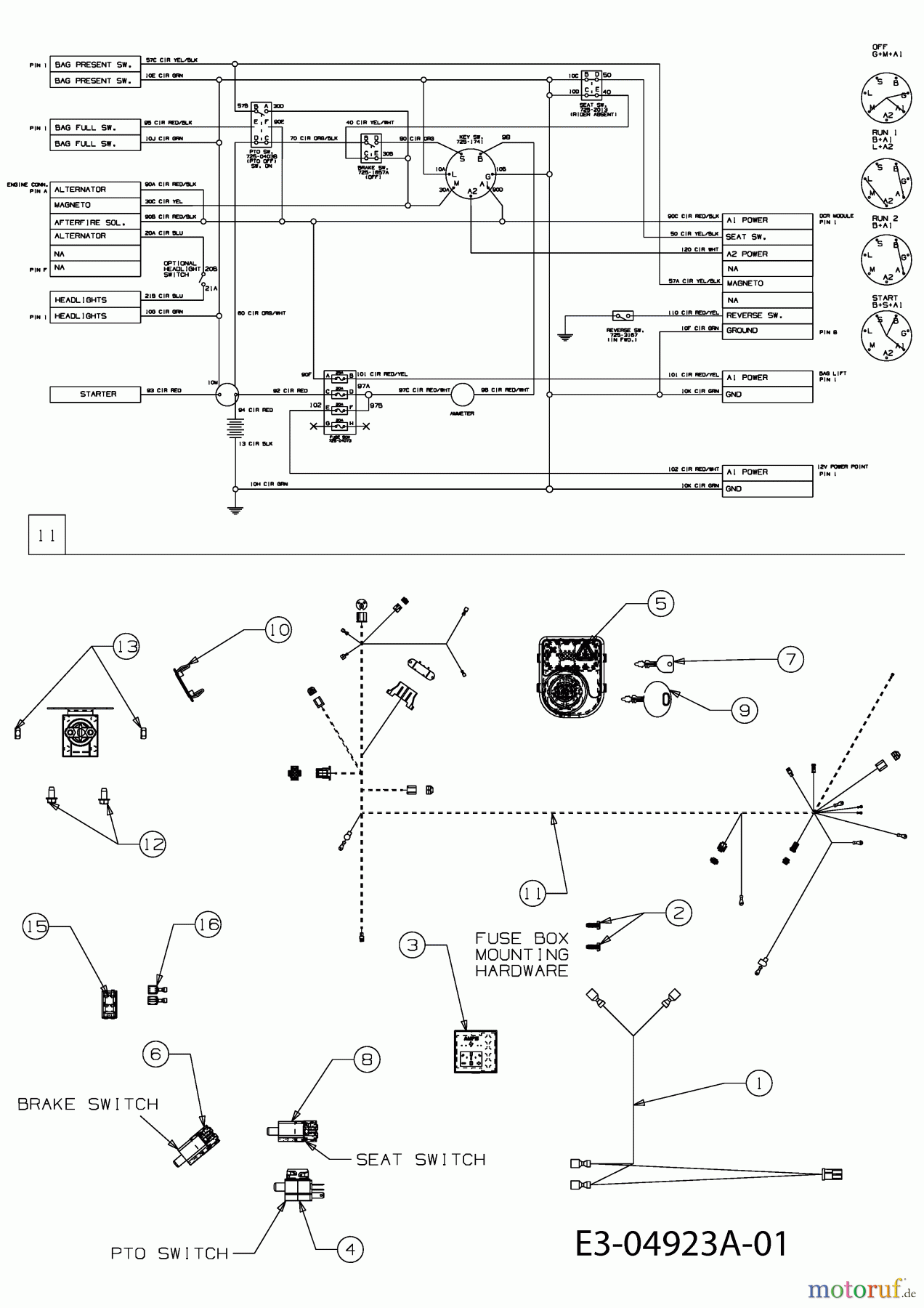  Massey Ferguson Rasentraktoren MF 36-22 HG 13CF51CI695  (2009) Elektroteile, Schaltplan