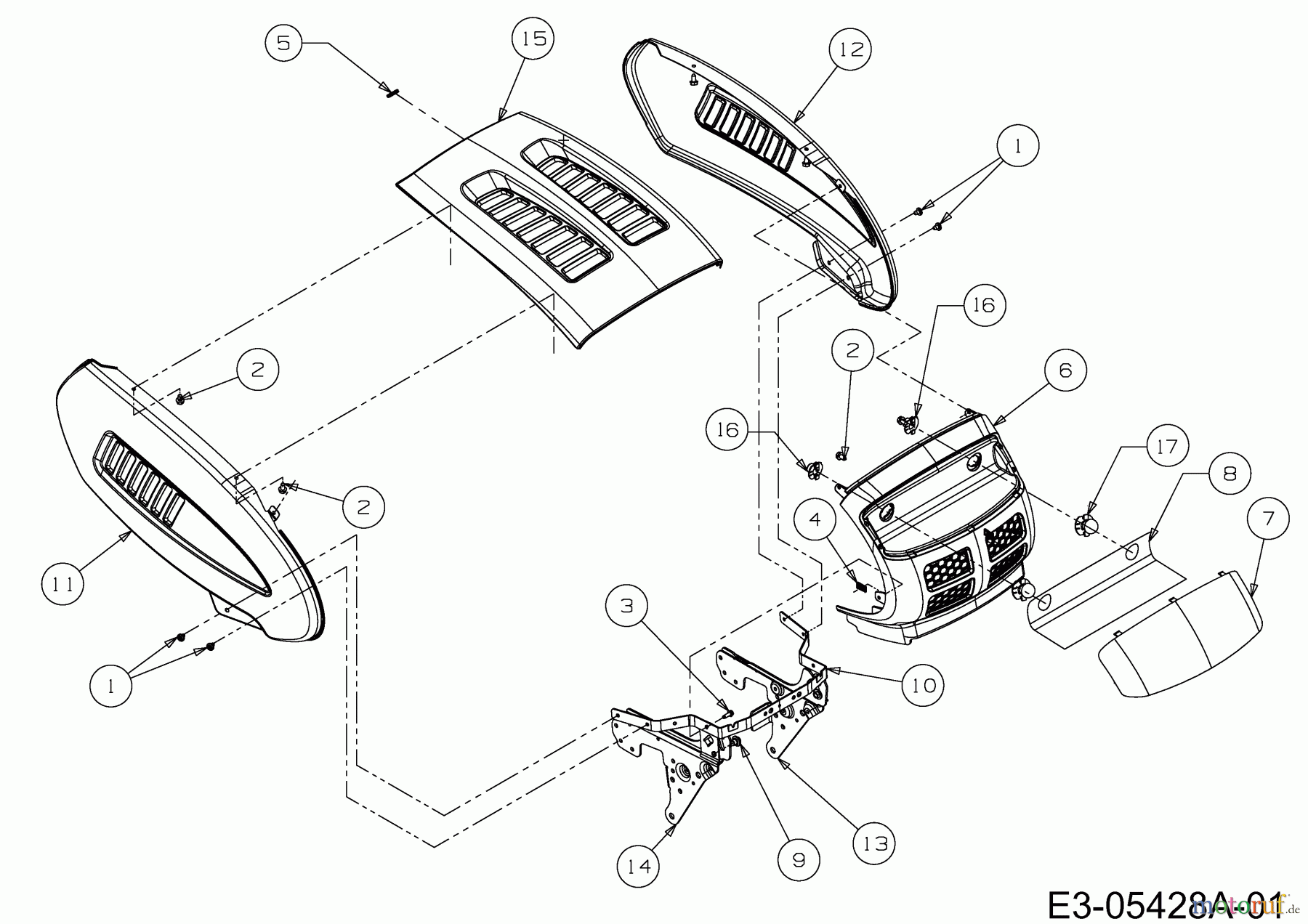  MTD ältere Modelle Rasentraktoren Silvertrac 155/92 H 13BM493E486  (2010) Motorhaube 3-Style