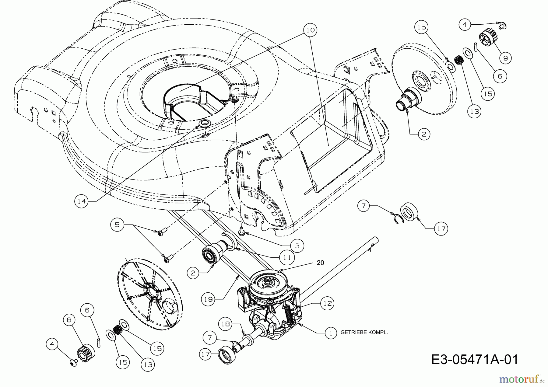  MTD Motormäher mit Antrieb SP 46 B 12D-J54J615  (2010) Getriebe