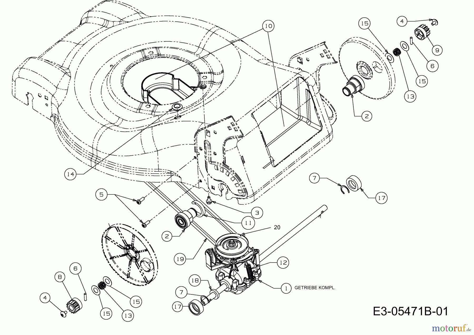  MTD Motormäher mit Antrieb SP 46 B 12D-J55C615  (2012) Getriebe, Keilriemen