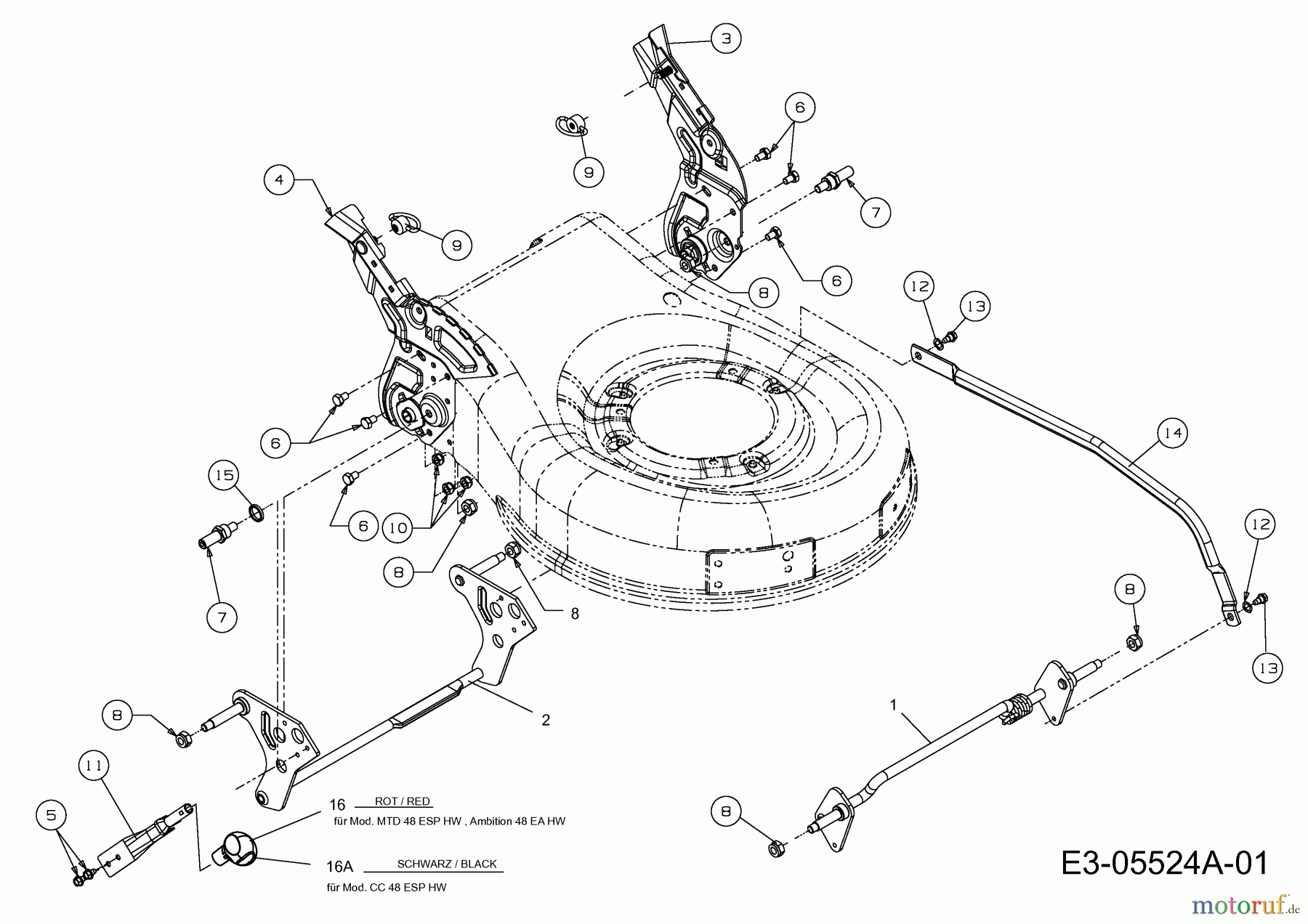  Lux Tools Motormäher mit Antrieb B 48 HMAECO 12A-129L694  (2014) Schnitthöhenverstellung