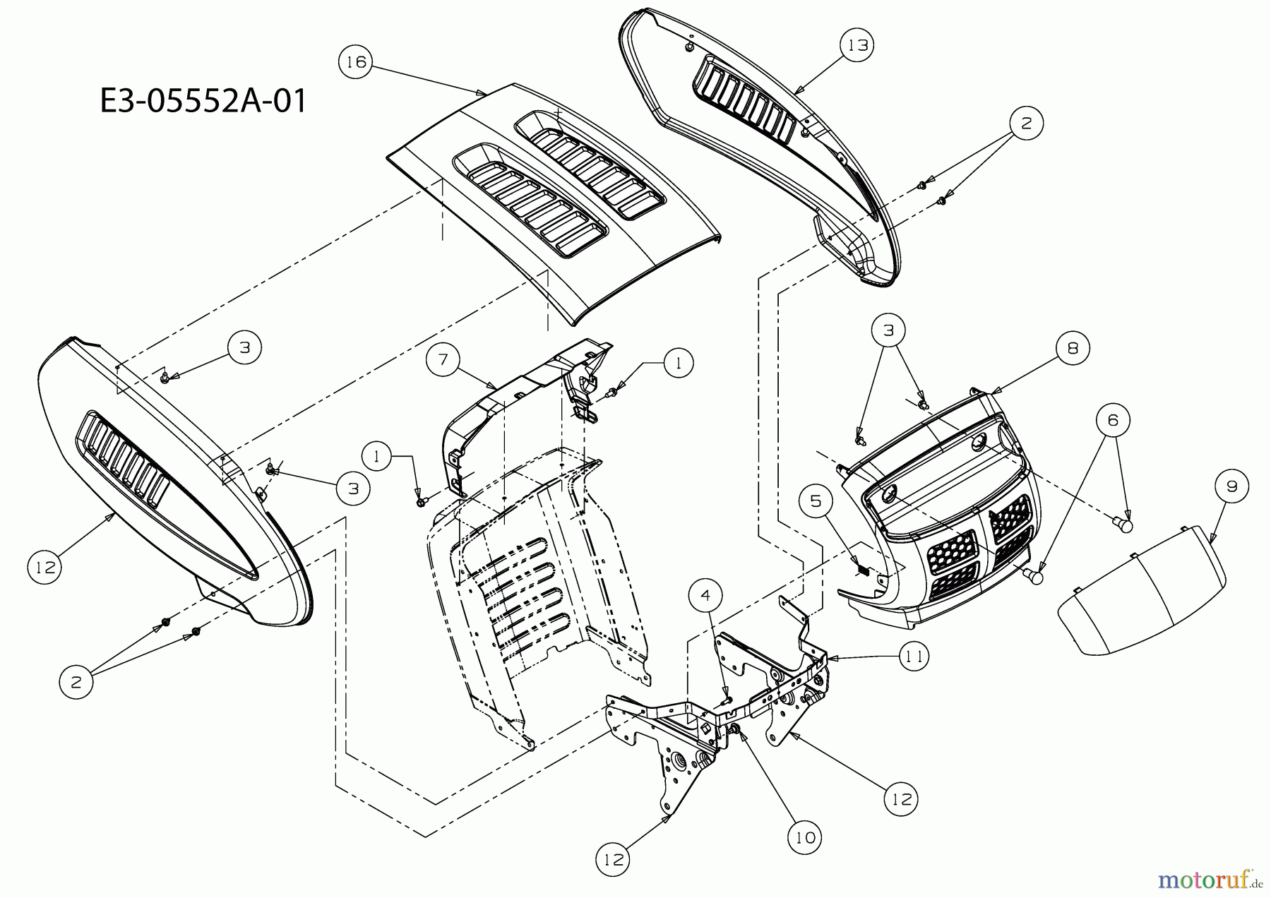  MTD ältere Modelle Rasentraktoren P 155 HE 13AM713E678  (2010) Motorhaube 3-Style