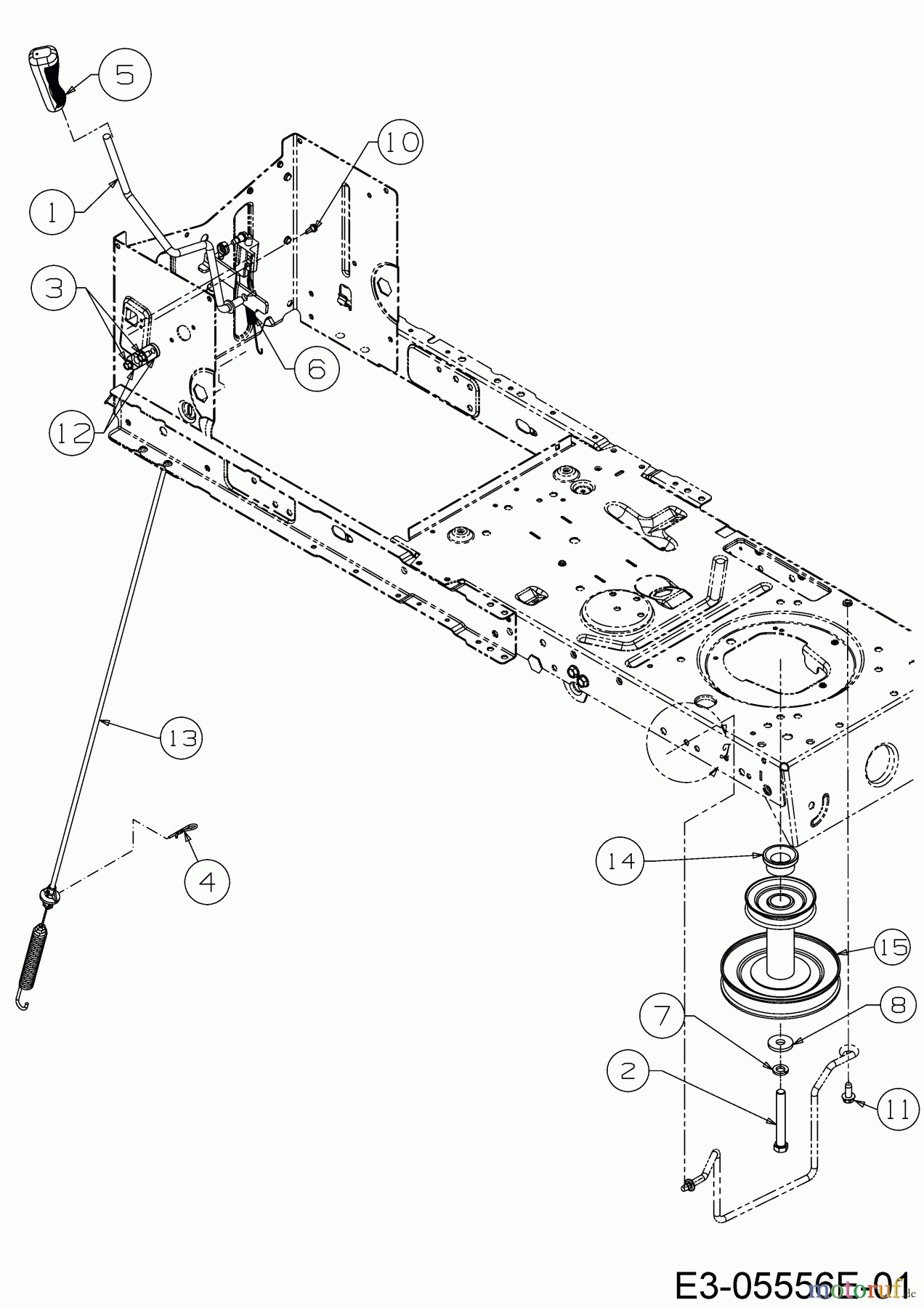  MTD Rasentraktoren DL 960 H 13H279KF677  (2017) Mähwerkseinschaltung, Motorkeilriemenscheibe