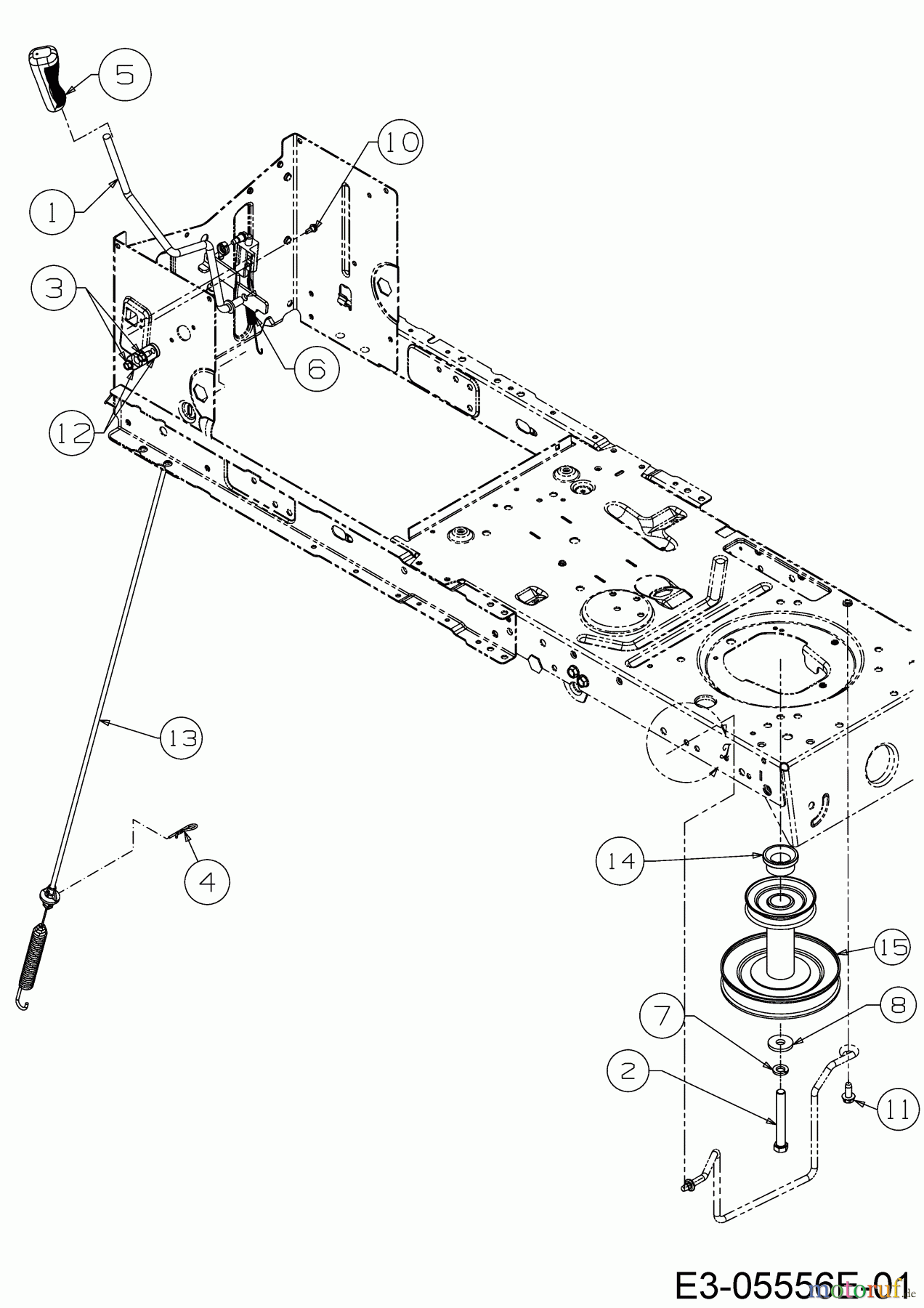  WOLF-Garten Expert Rasentraktoren E 13/96 H 13H2795F650  (2017) Mähwerkseinschaltung, Motorkeilriemenscheibe