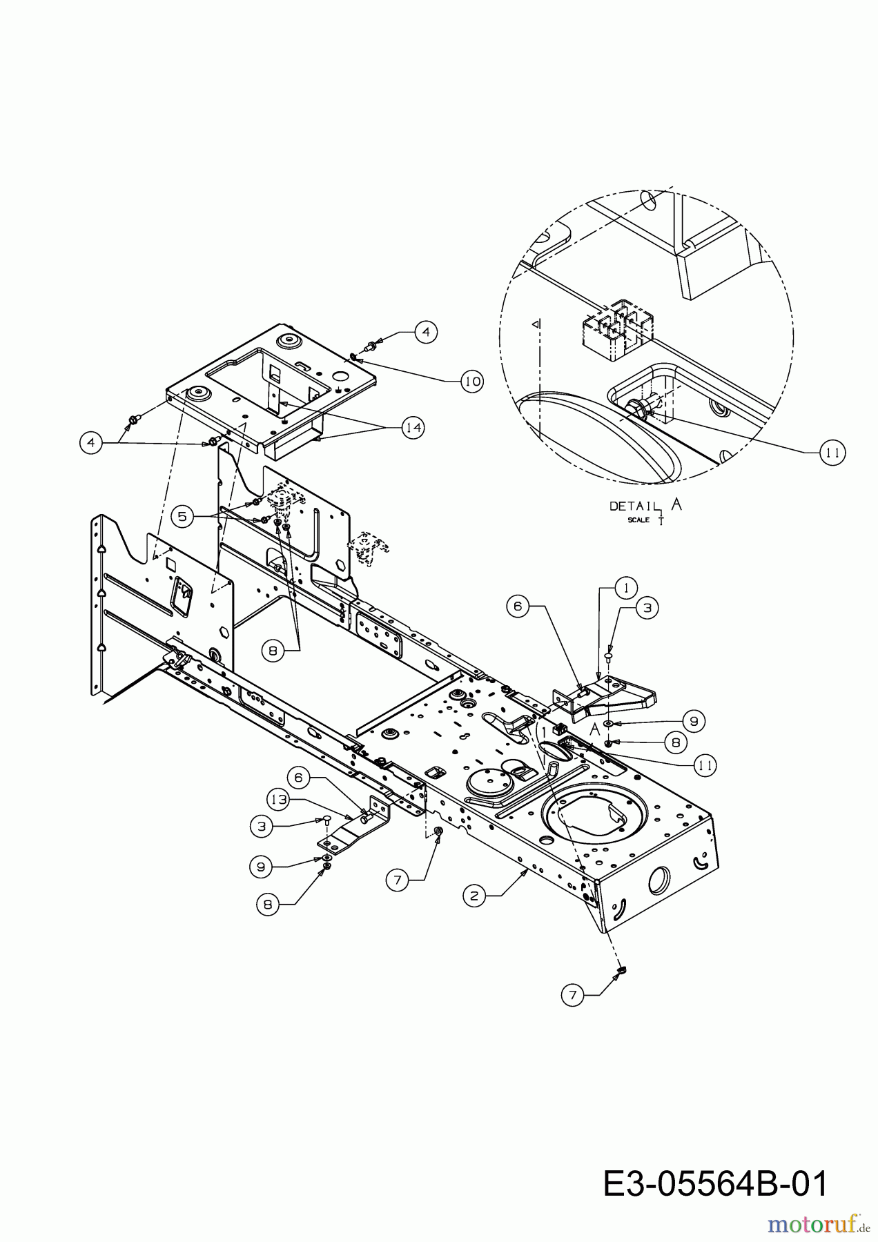  MTD ältere Modelle Rasentraktoren RA 125/76 H 13AH711A600  (2011) Rahmen