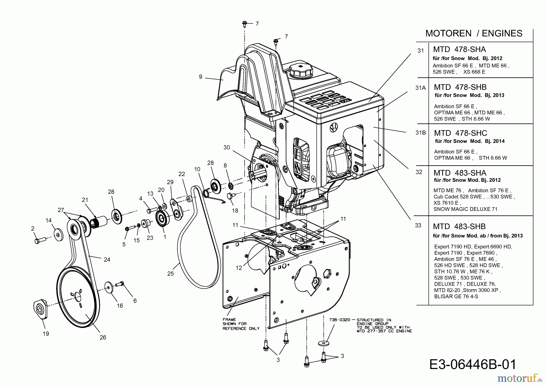  Xpider Schneefräsen XS 668 E 31AY64S3693  (2012) Keilriemen, Motor