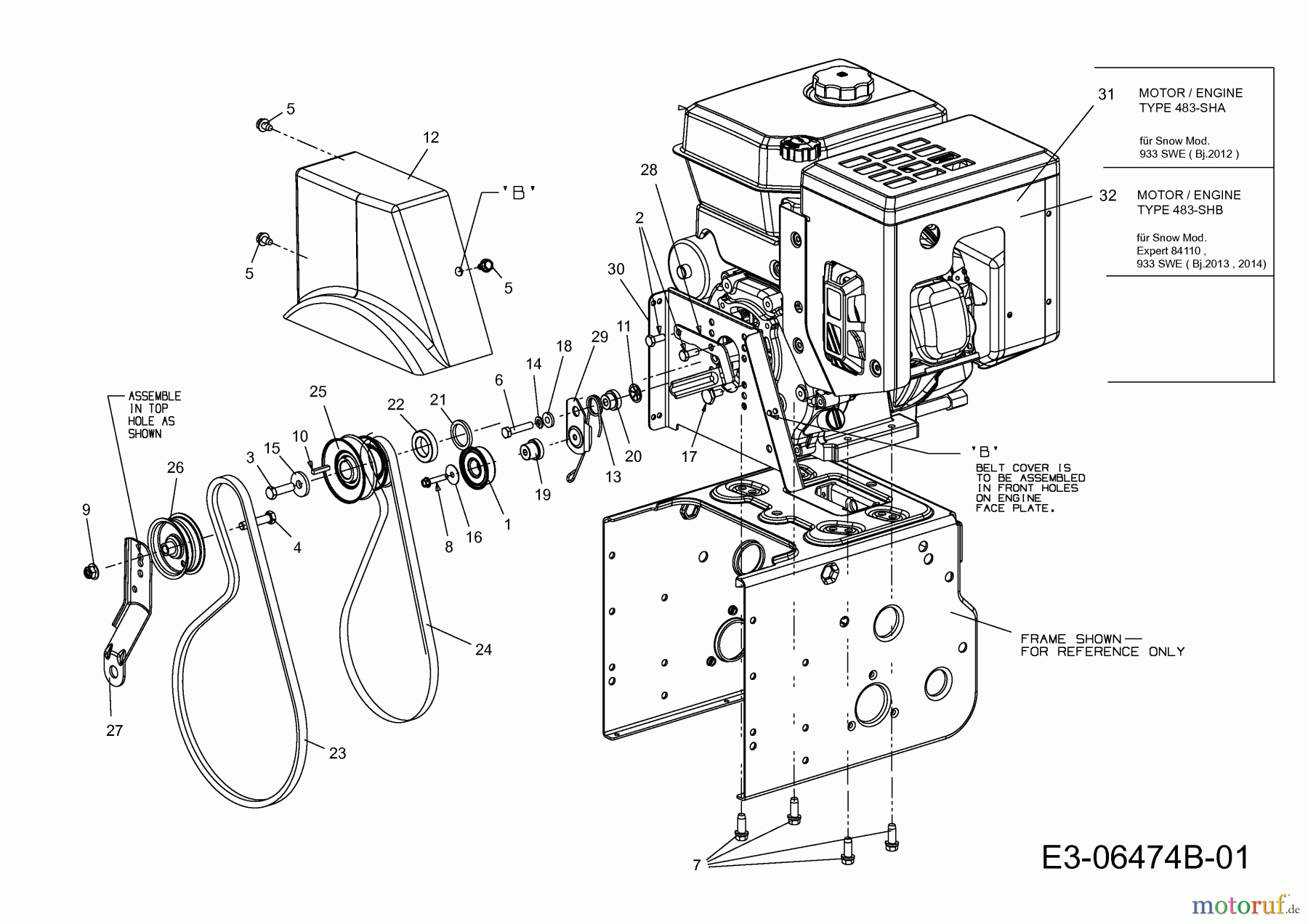 Cub Cadet Schneefräsen 933 SWE 31AY95KV603 (2012) Keilriementrieb