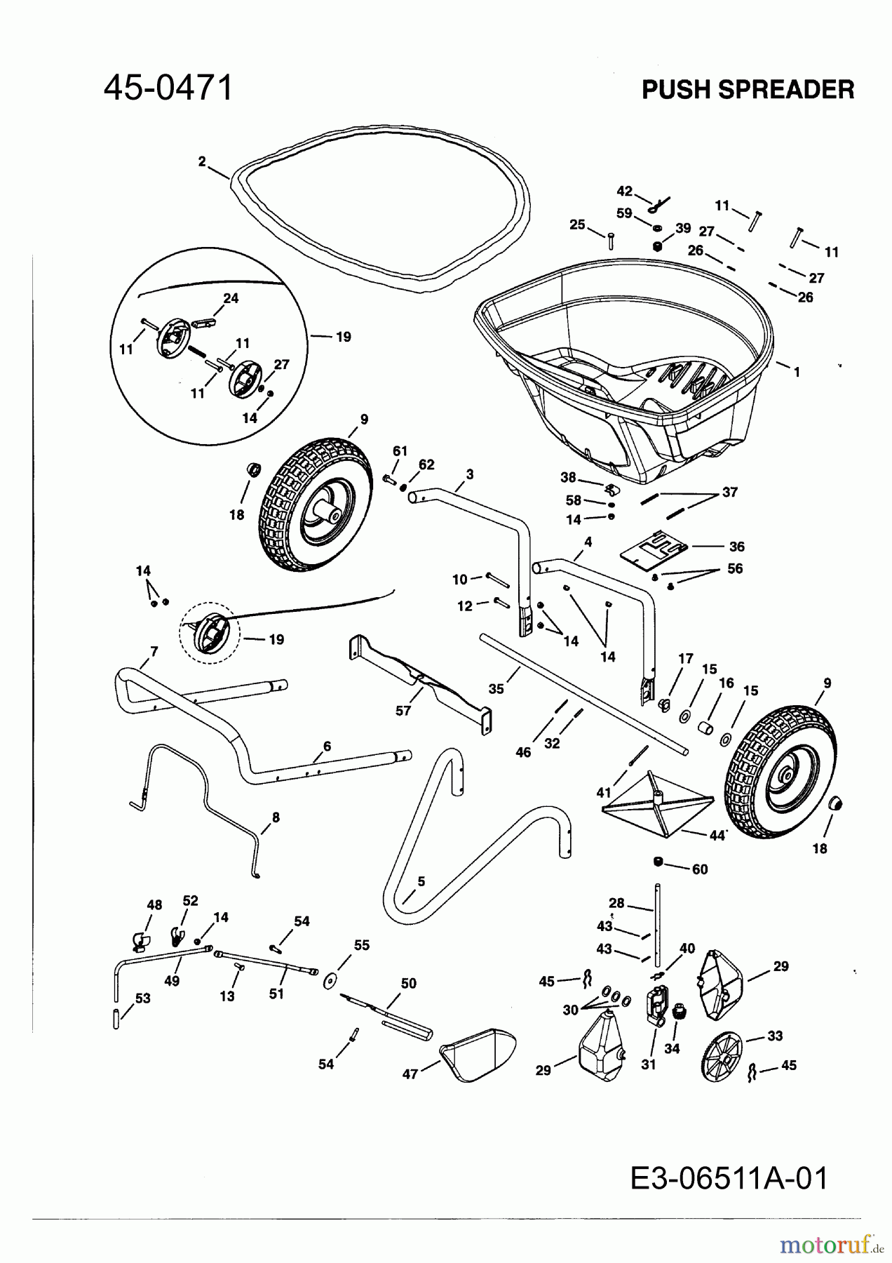 MTD Zubehör Zubehör handgeführte Geräte Streuer 45-0471 (196-539-000) 196-539-000 (2011) Grundgerät