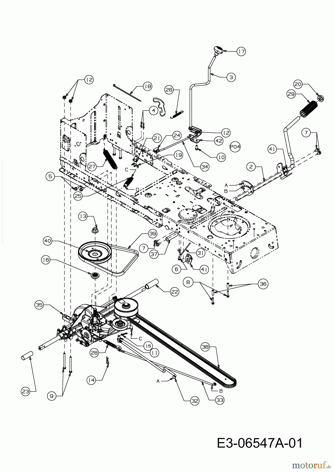  MTD ältere Modelle Rasentraktoren RS 125/96 B 13CH761F600  (2011) Fahrantrieb, Pedale