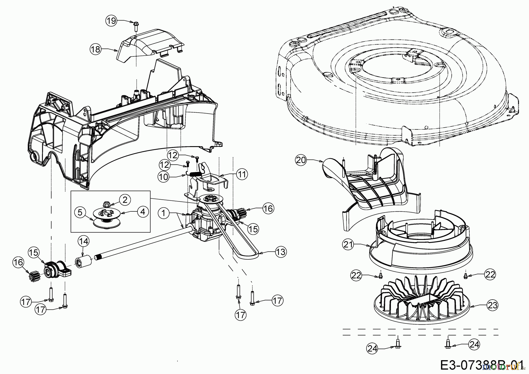 Cub Cadet Motormäher mit Antrieb CC 53 SPB V 12BVQ56K603 (2014) Getriebe, Keilriemen