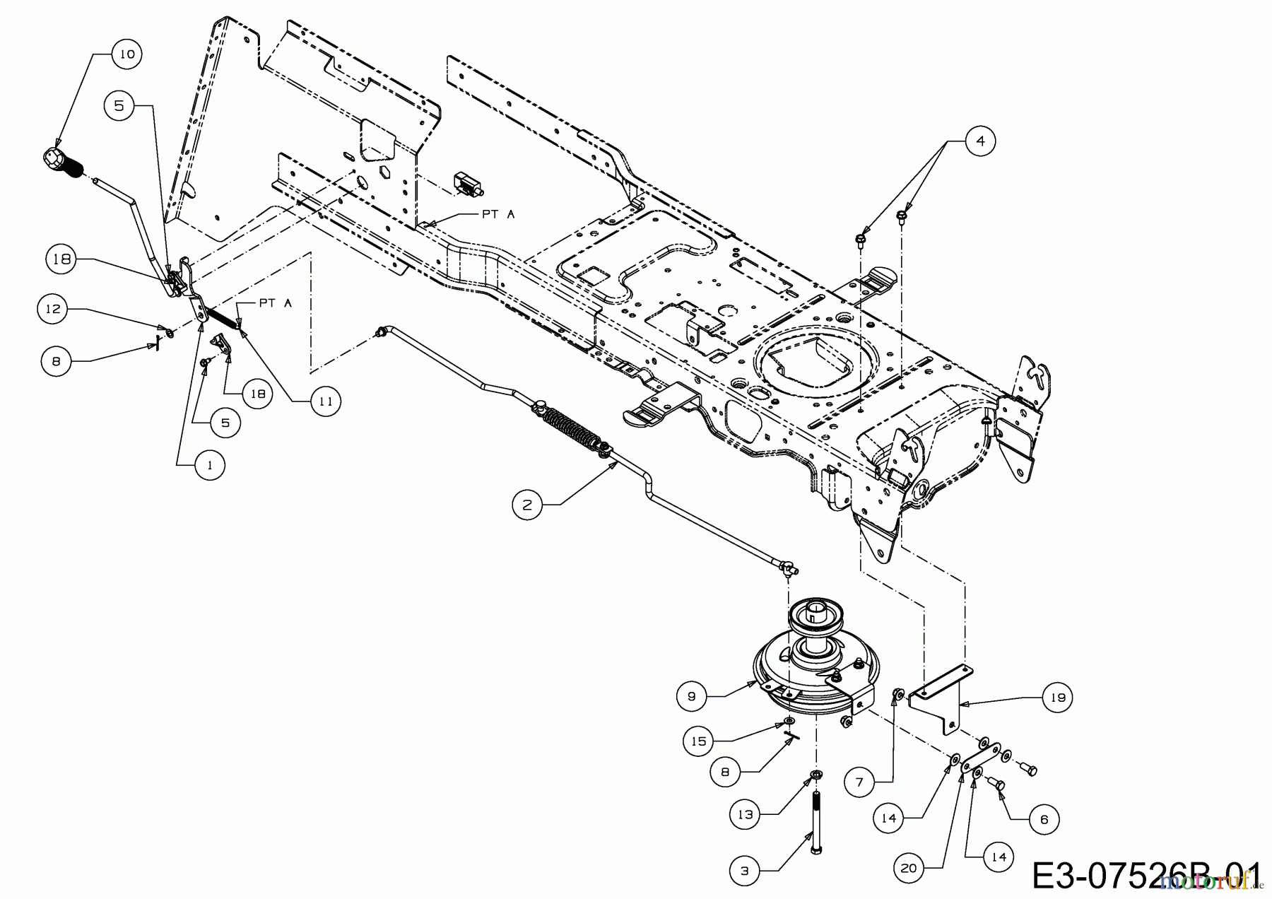  Massey Ferguson Rasentraktoren MF 48-24 RD 13HI91GJ695  (2014) Mähwerkseinschaltung, Motorkeilriemenscheibe
